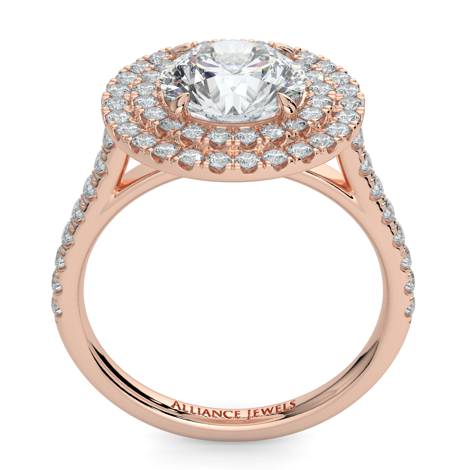 Round Double Halo Diamond Band