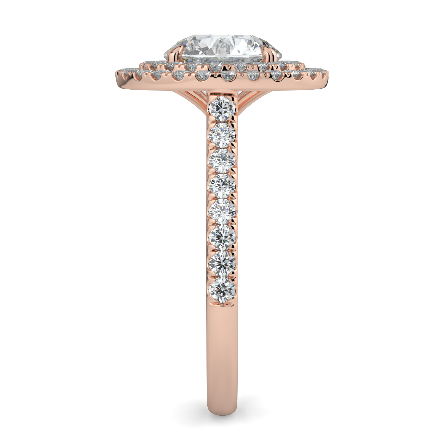 Round Double Halo Diamond Band