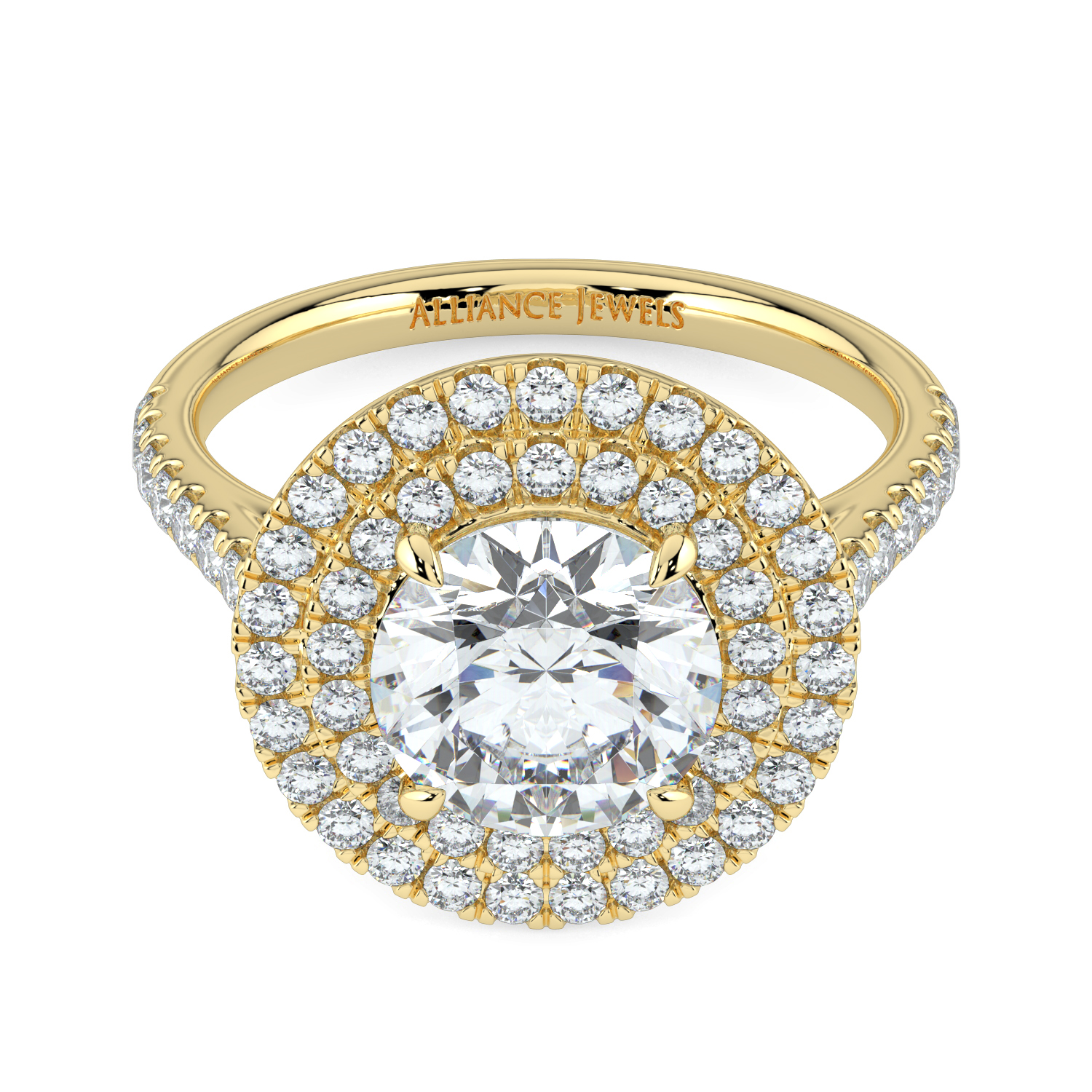 Round Double Halo Diamond Band