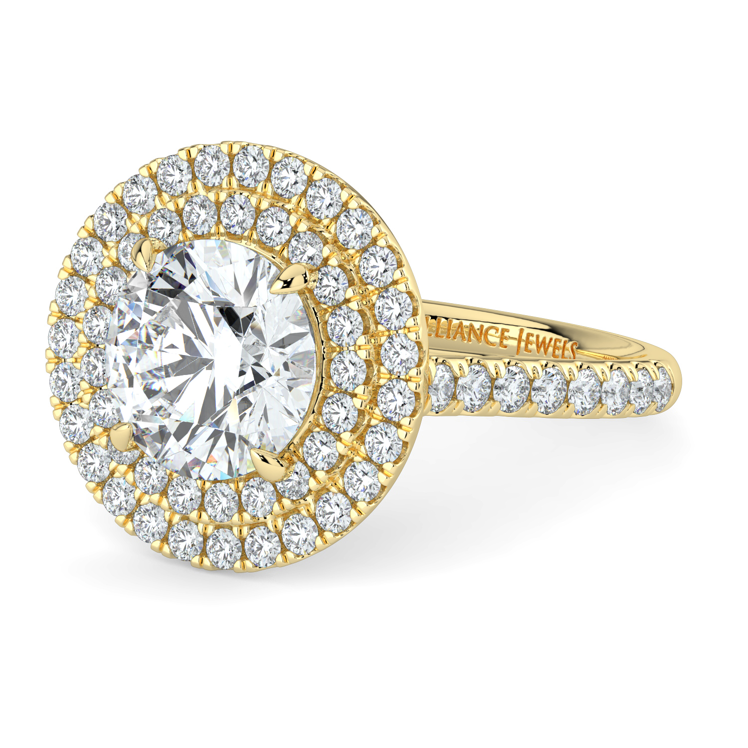 Round Double Halo Diamond Band
