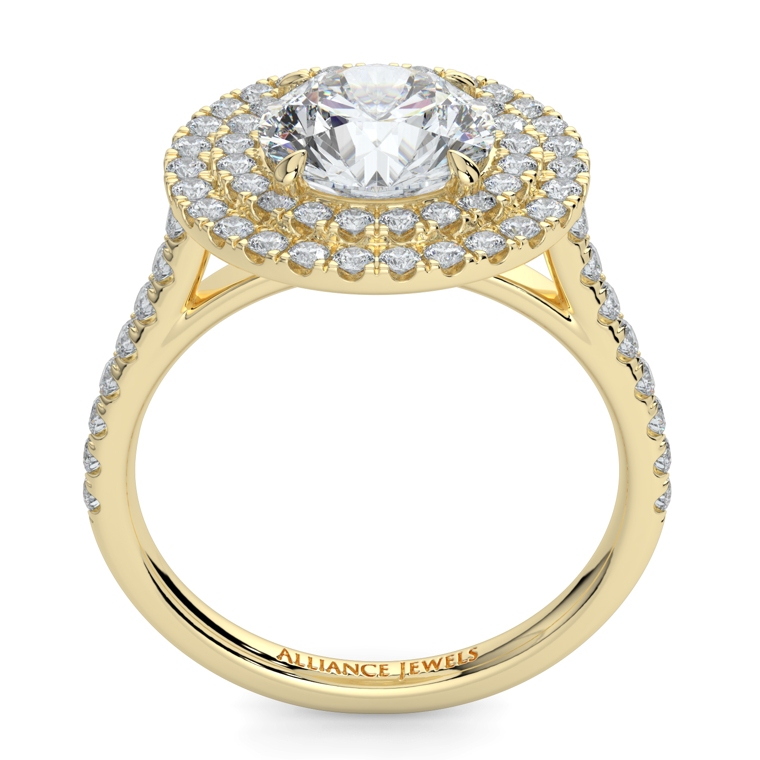 Round Double Halo Diamond Band