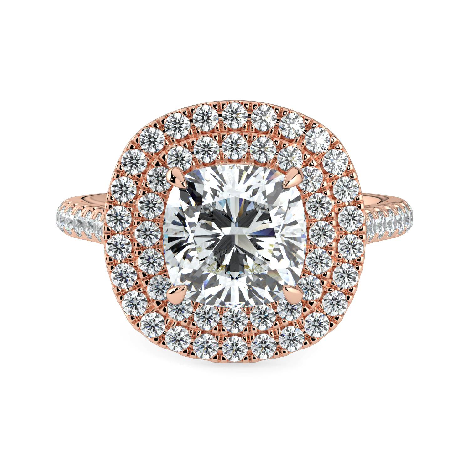 Cushion Cut Double Halo Diamond Band