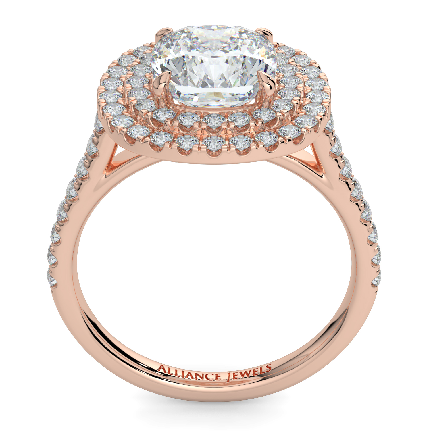 Cushion Cut Double Halo Diamond Band