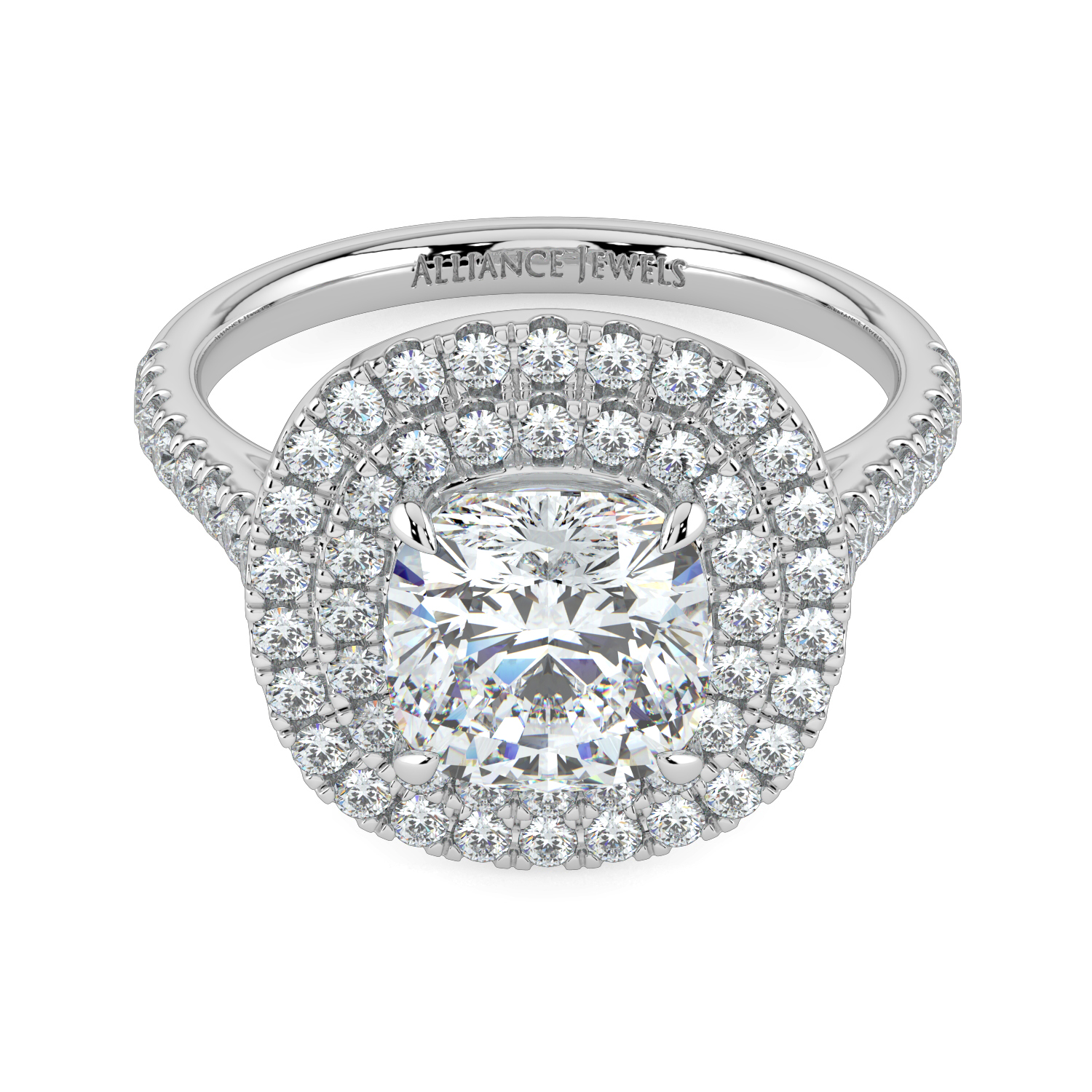 Cushion Cut Double Halo Diamond Band