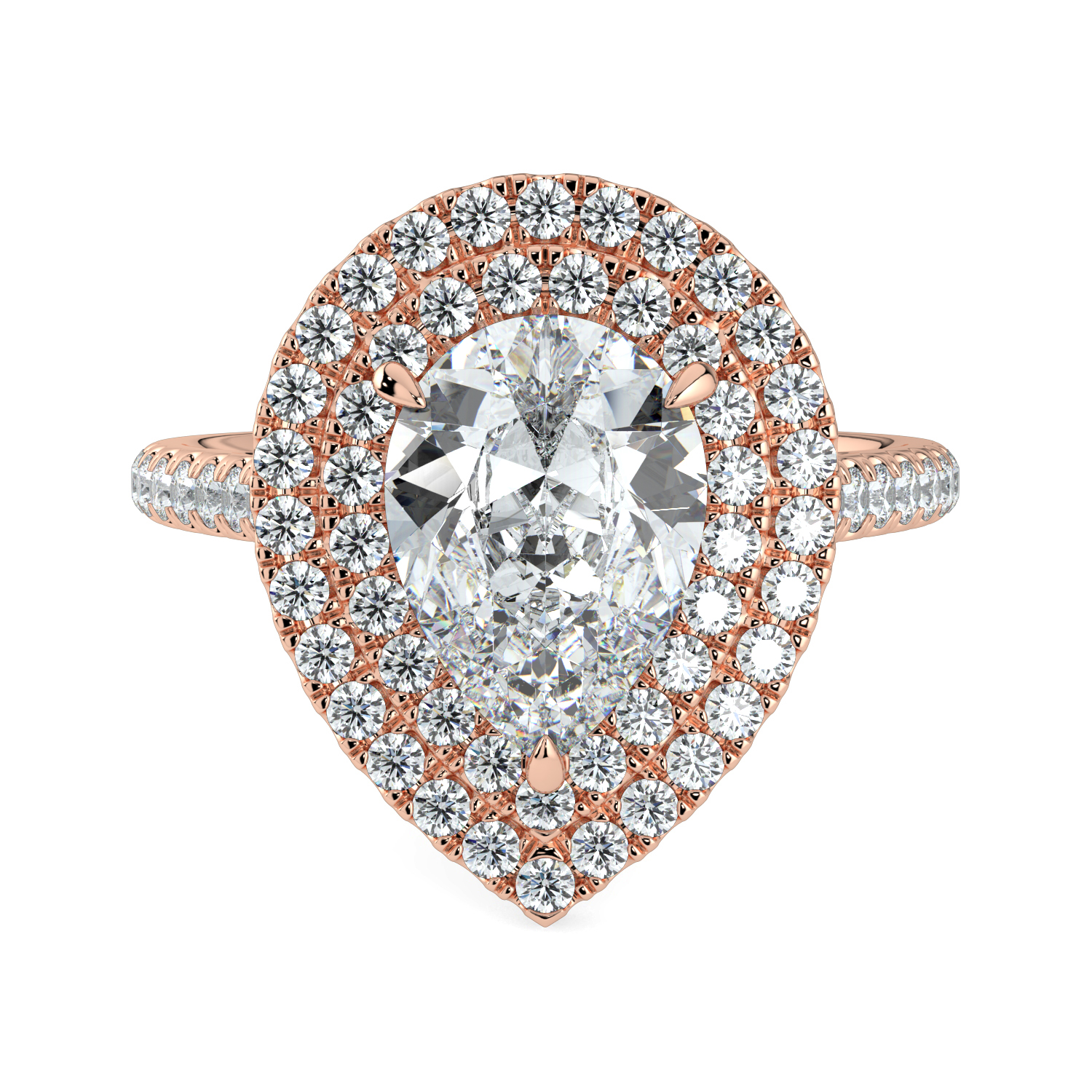 Pear Double Halo Diamond Band