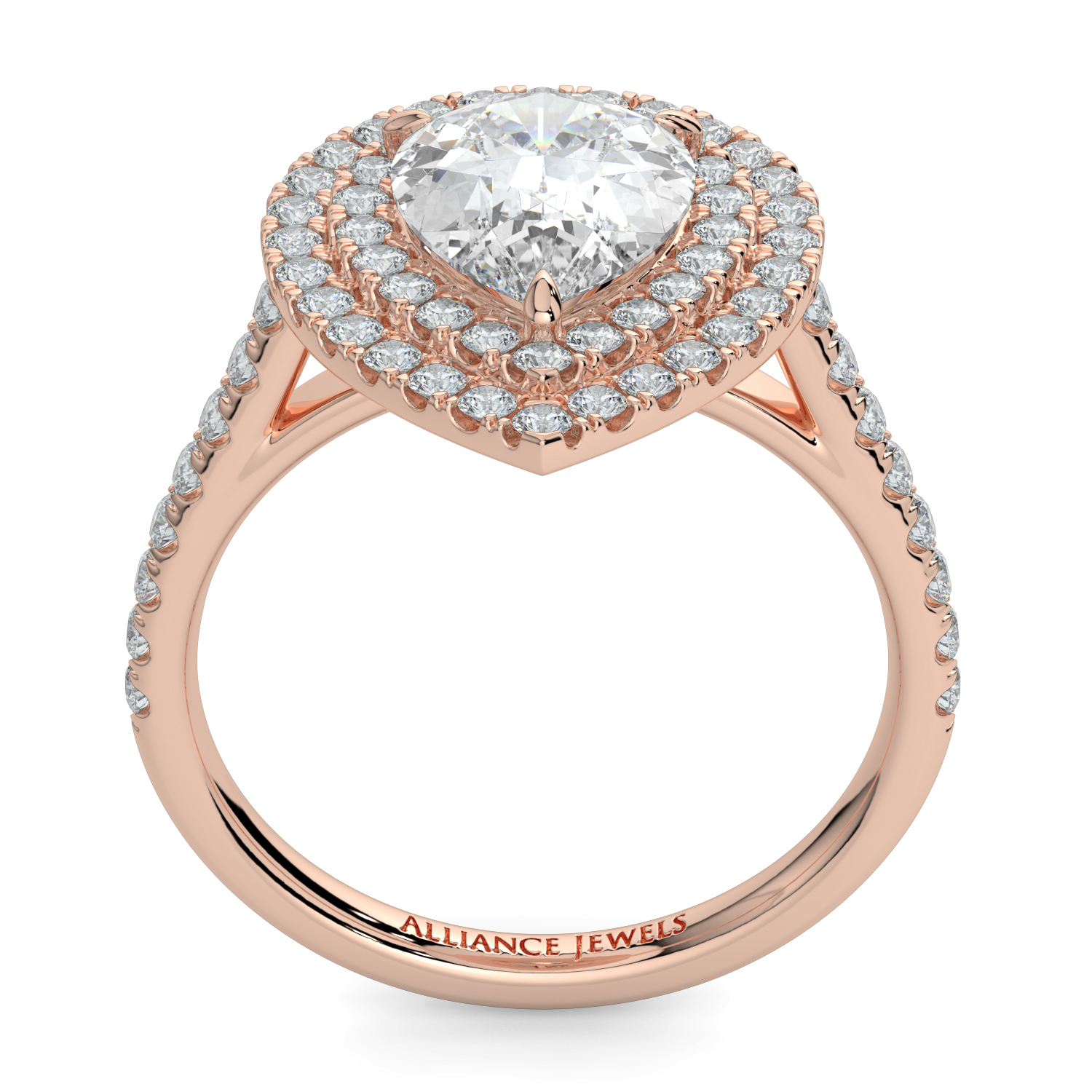 Pear Double Halo Diamond Band