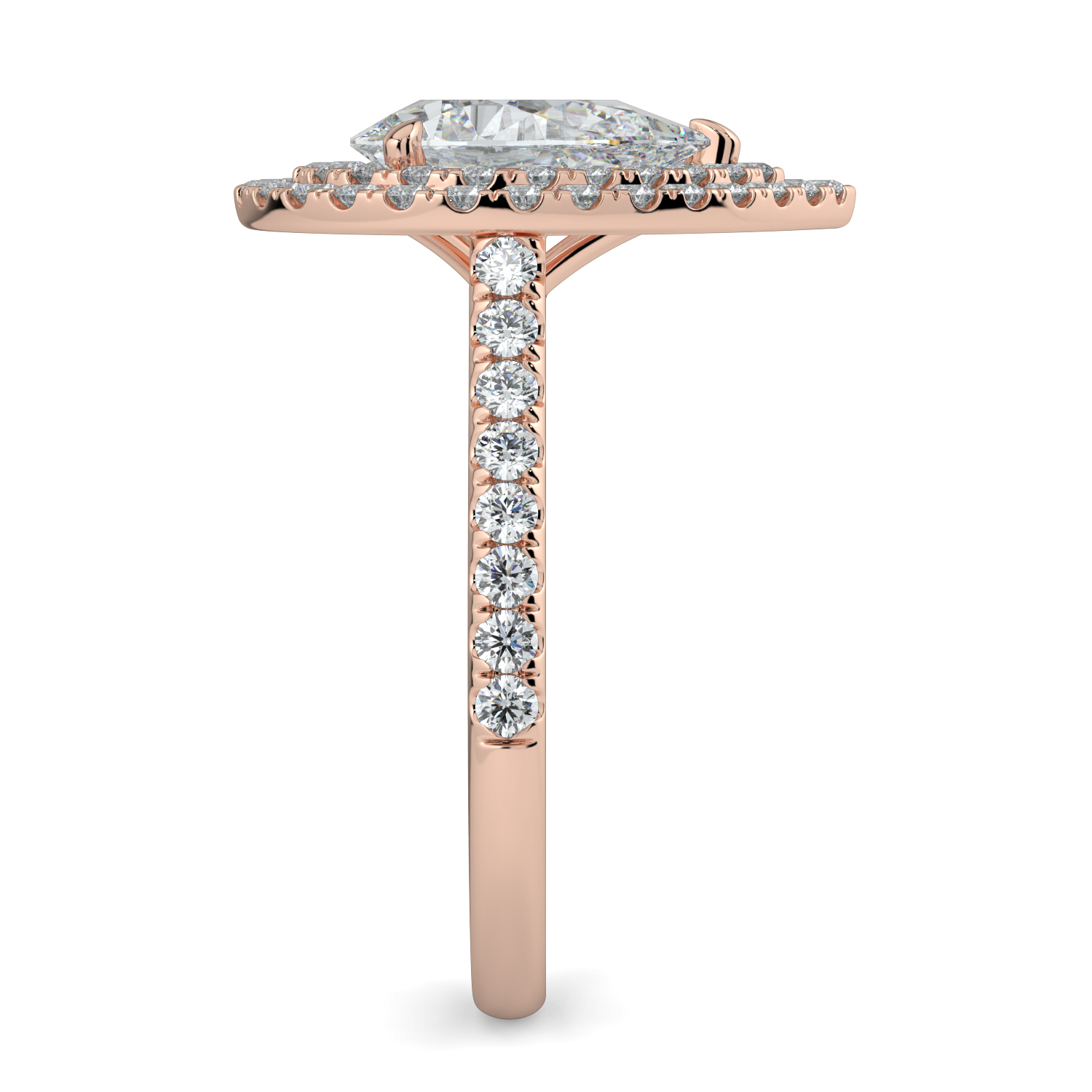Pear Double Halo Diamond Band