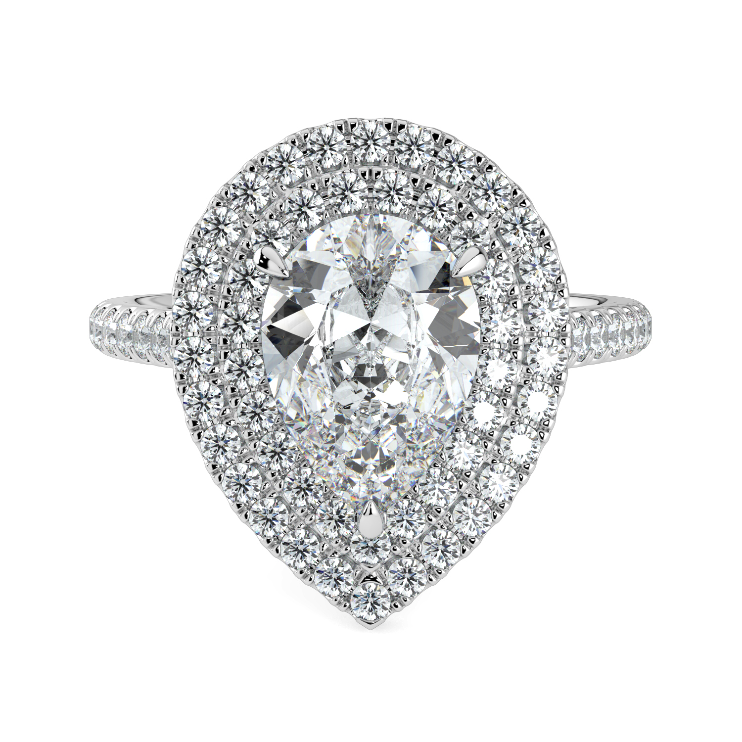 Pear Double Halo Diamond Band