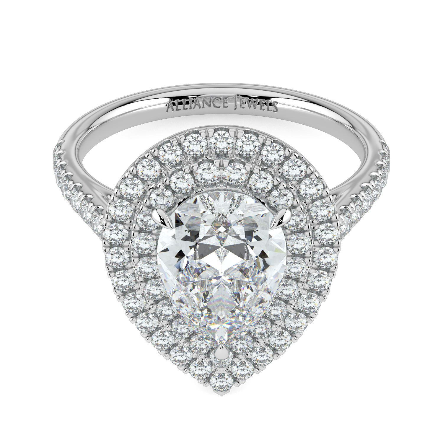 Pear Double Halo Diamond Band