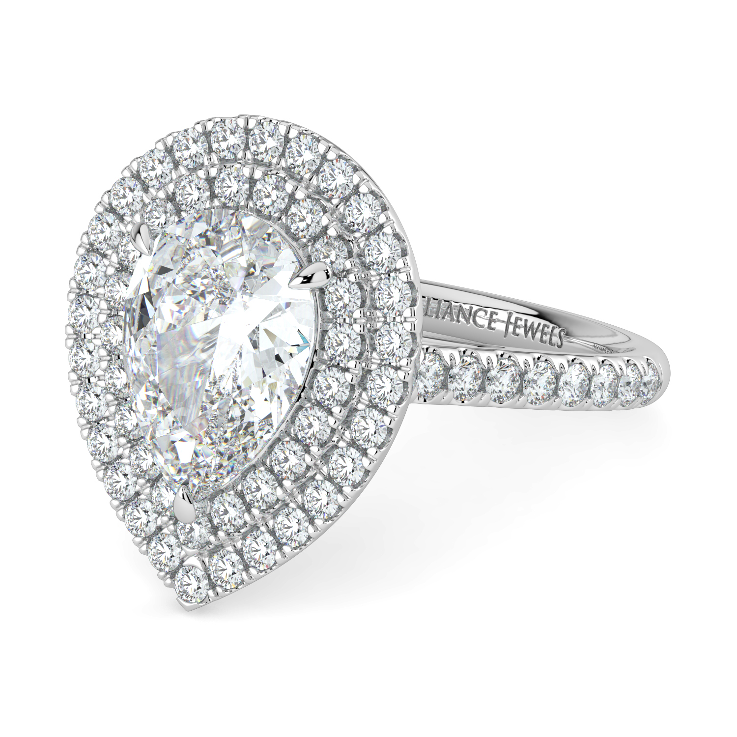 Pear Double Halo Diamond Band