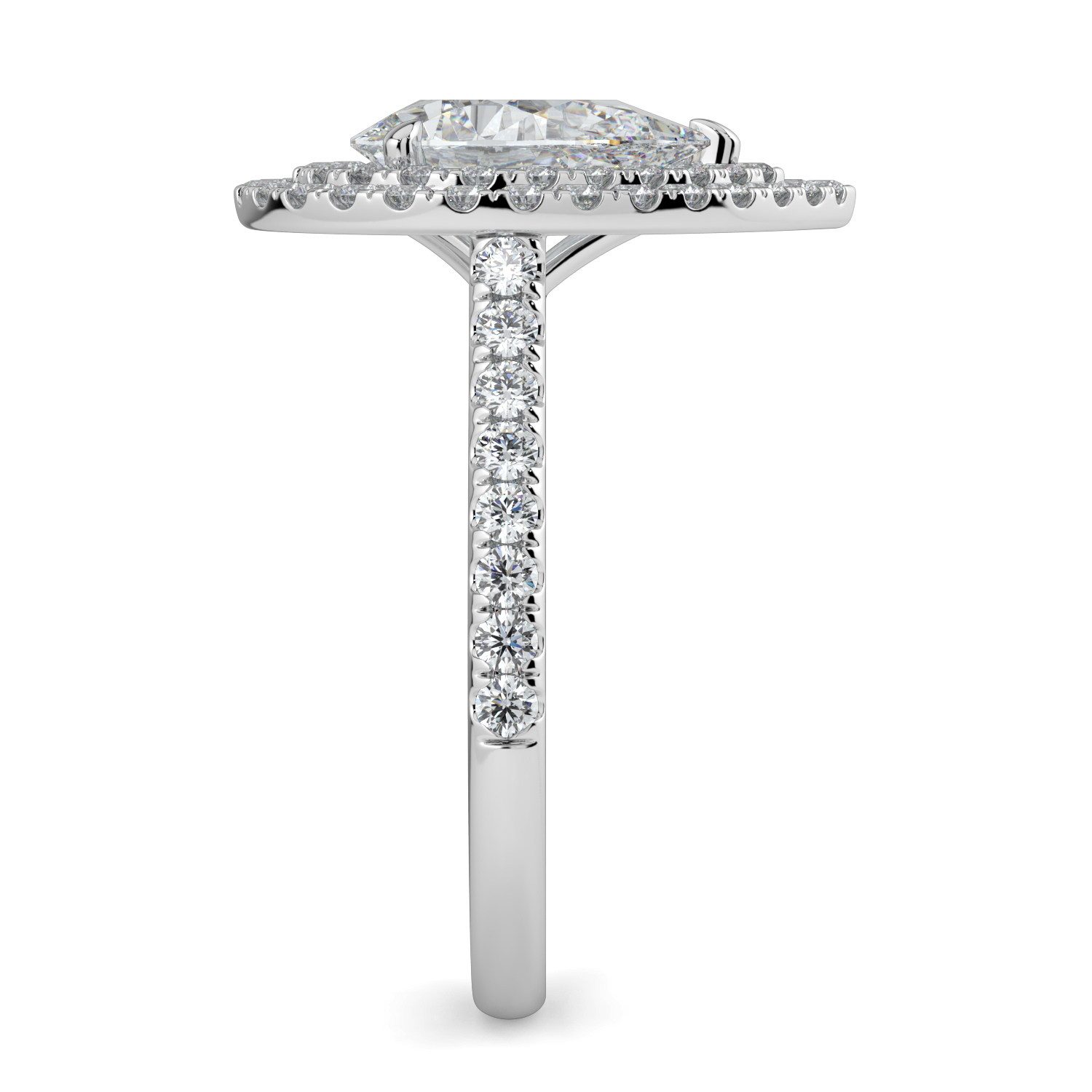 Pear Double Halo Diamond Band