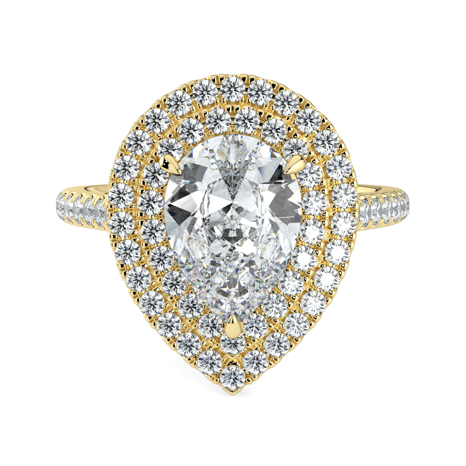 Pear Double Halo Diamond Band
