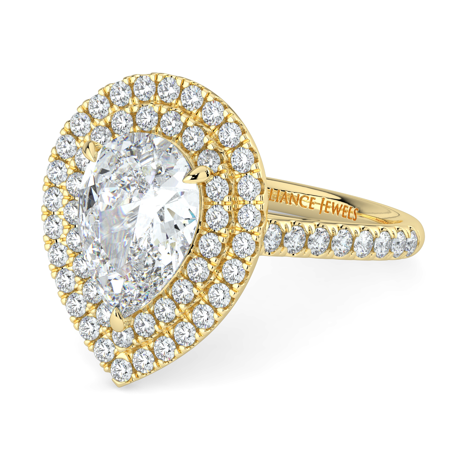 Pear Double Halo Diamond Band