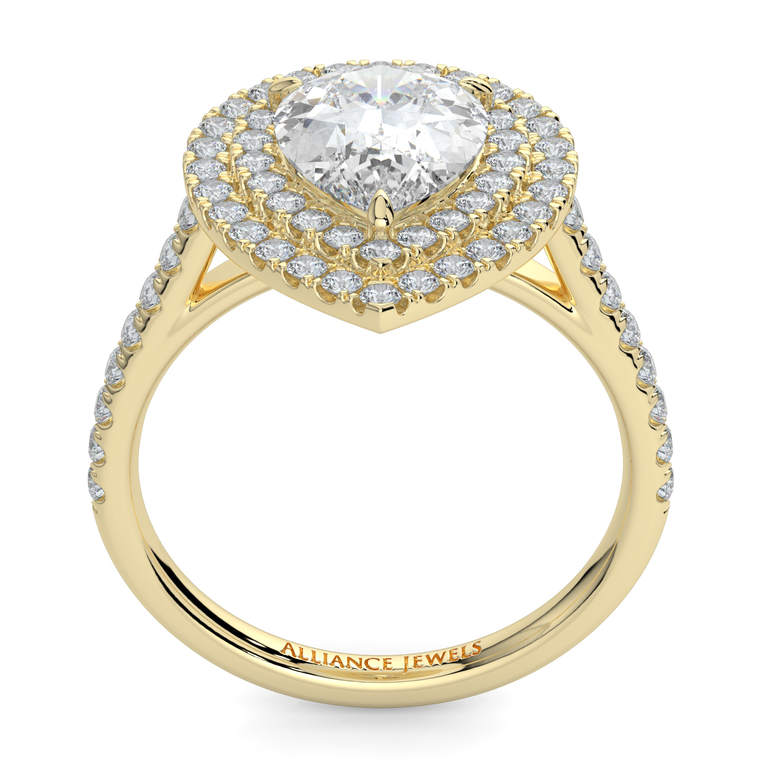 Pear Double Halo Diamond Band