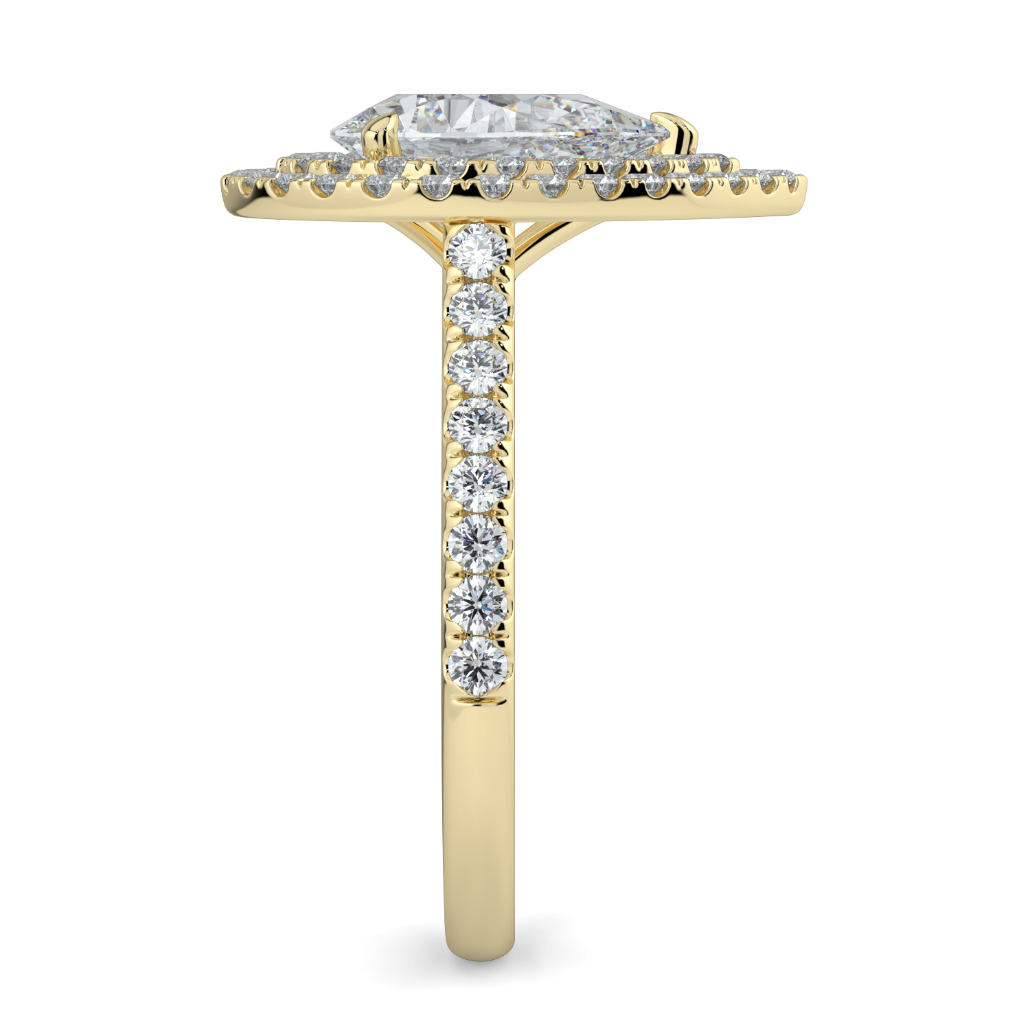 Pear Double Halo Diamond Band