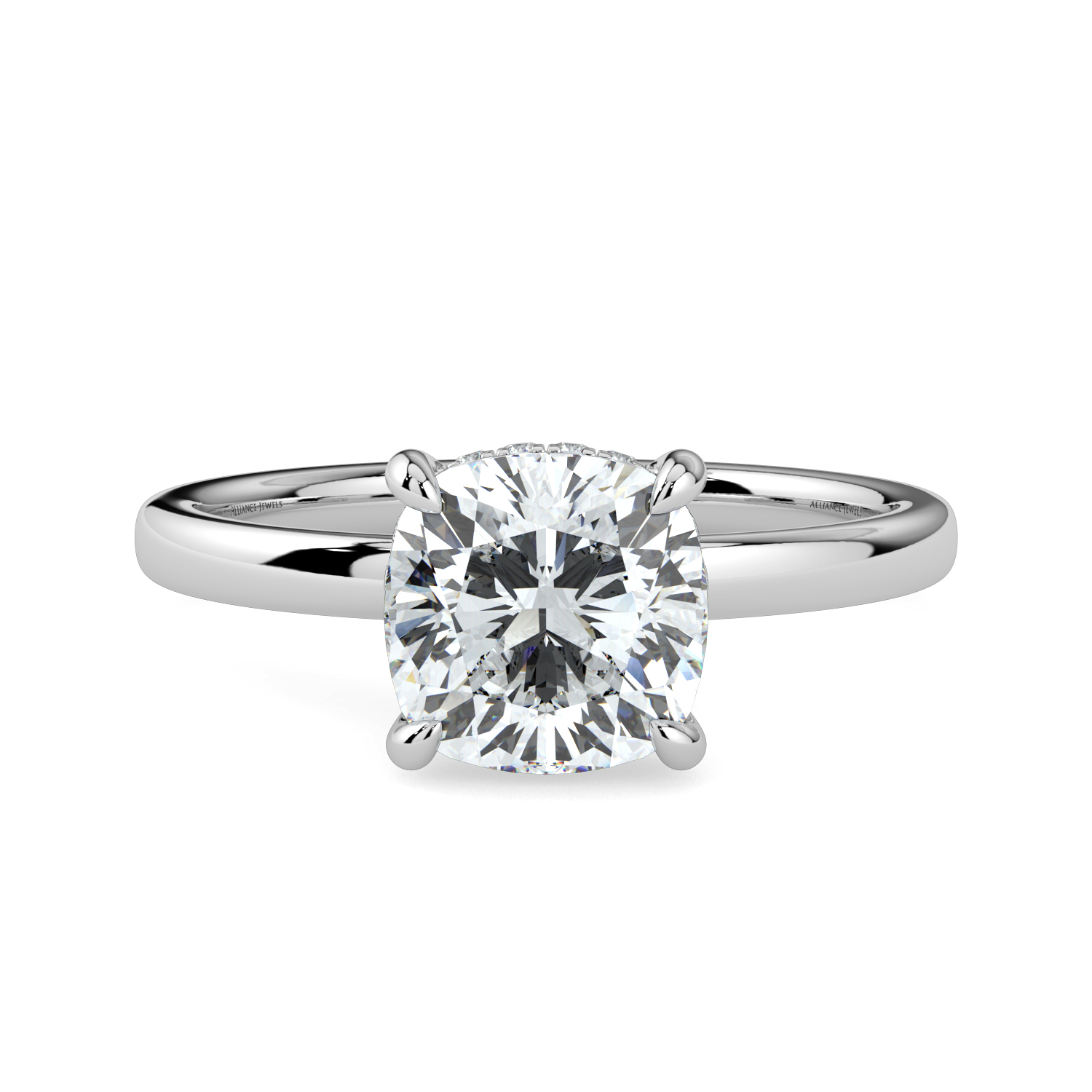 Cushion Cut Hidden Halo Solitaire Band