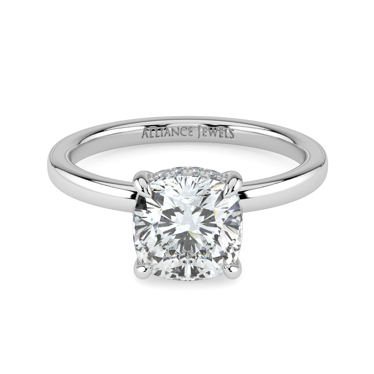 Cushion Cut Hidden Halo Solitaire Band