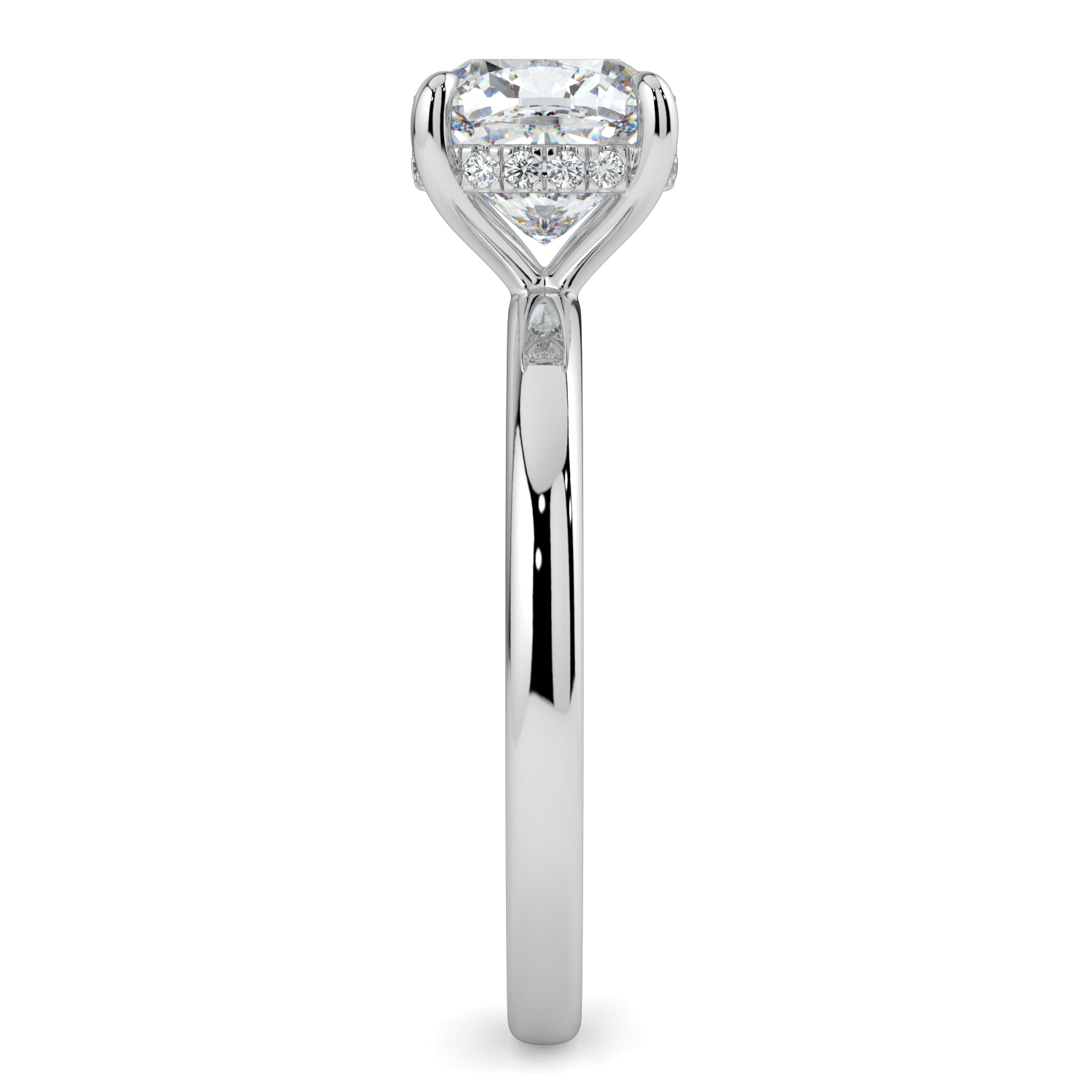 Cushion Cut Hidden Halo Solitaire Band