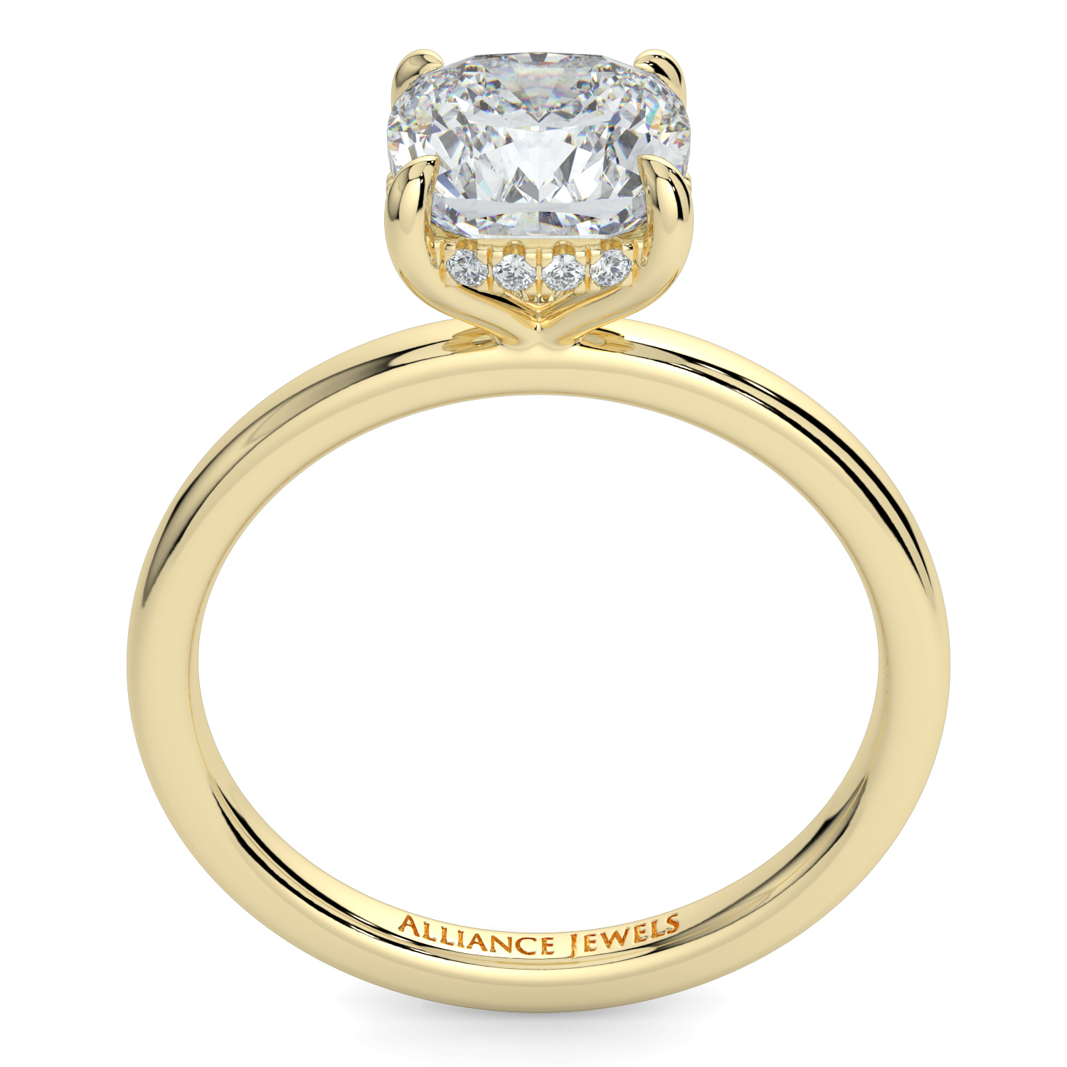 Cushion Cut Hidden Halo Solitaire Band