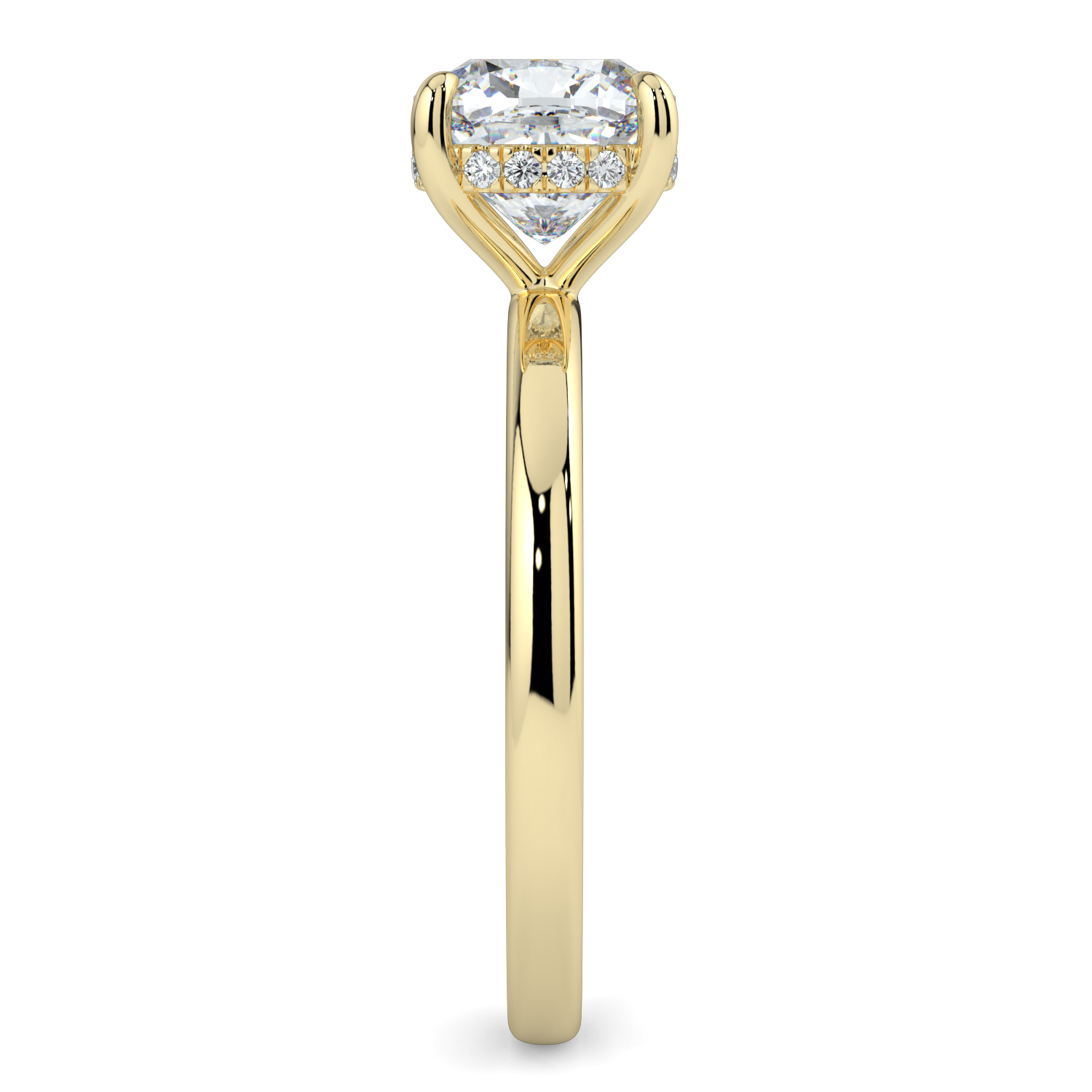 Cushion Cut Hidden Halo Solitaire Band