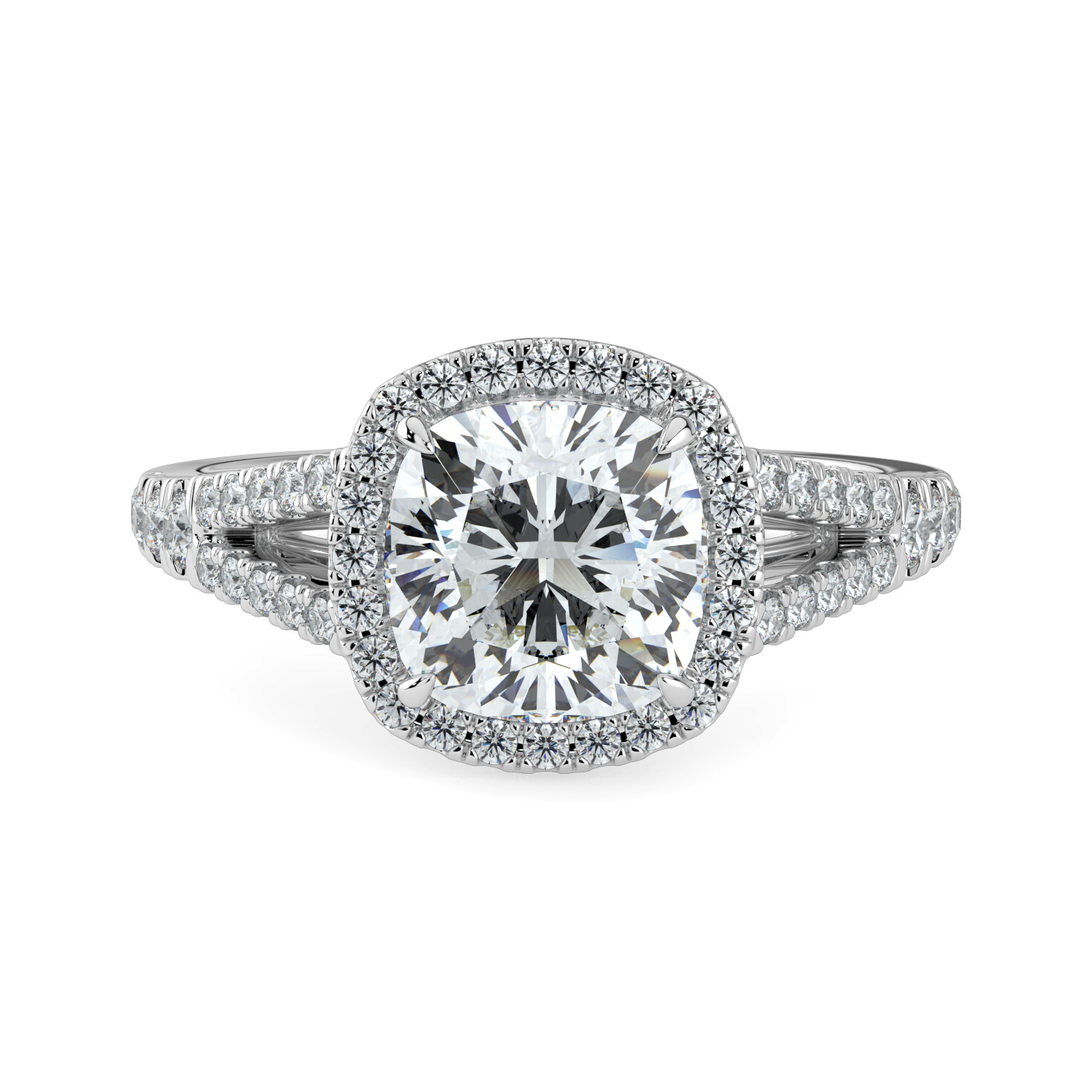 Cushion Cut Classic Halo Diamond Split Band