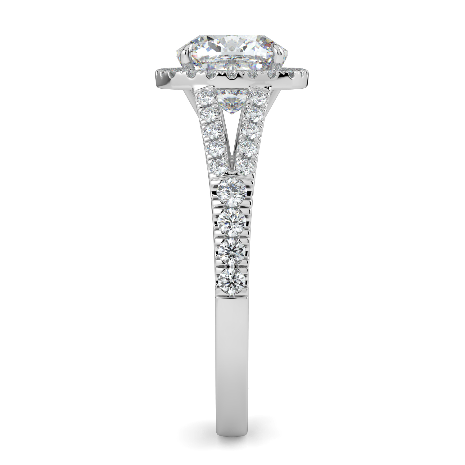 Cushion Cut Classic Halo Diamond Split Band