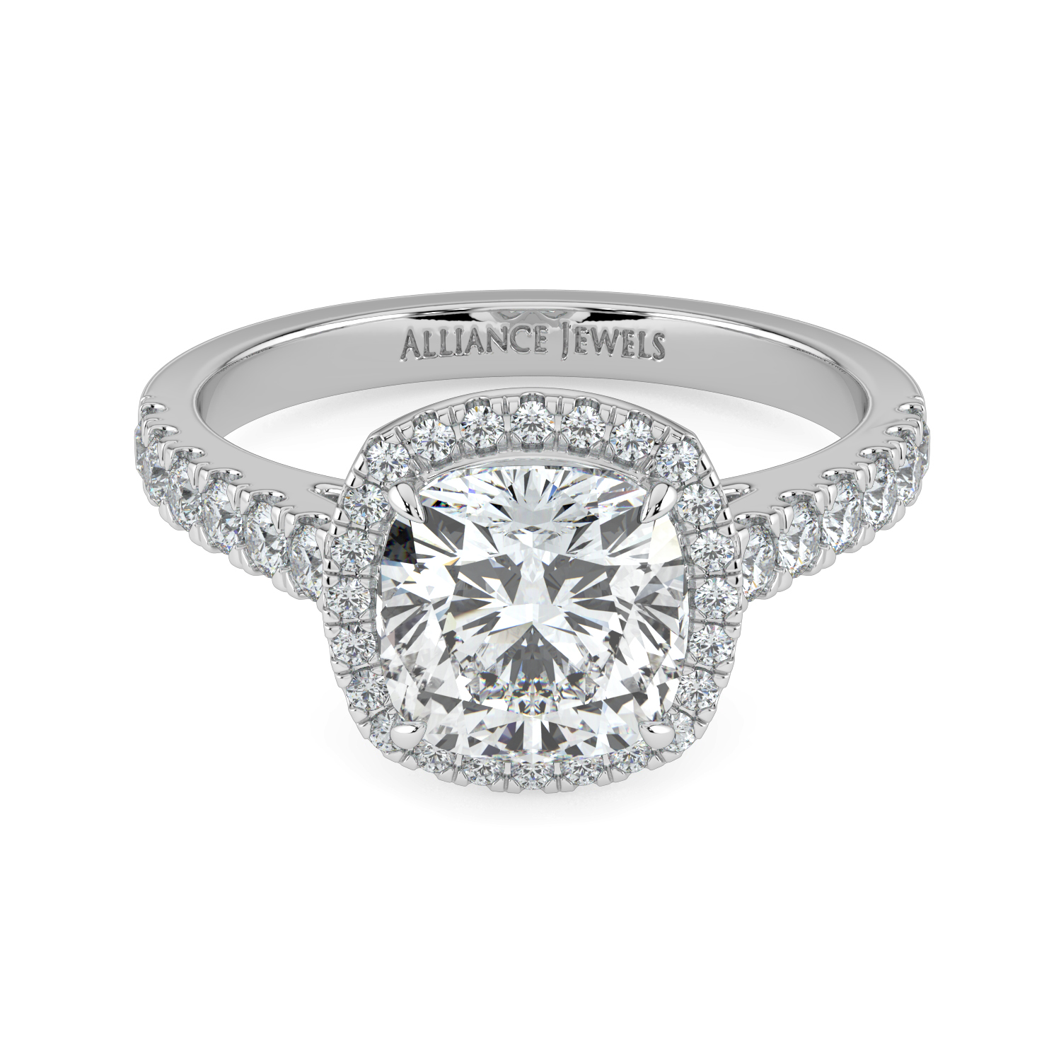 Cushion Cut Classic Halo Diamond Band