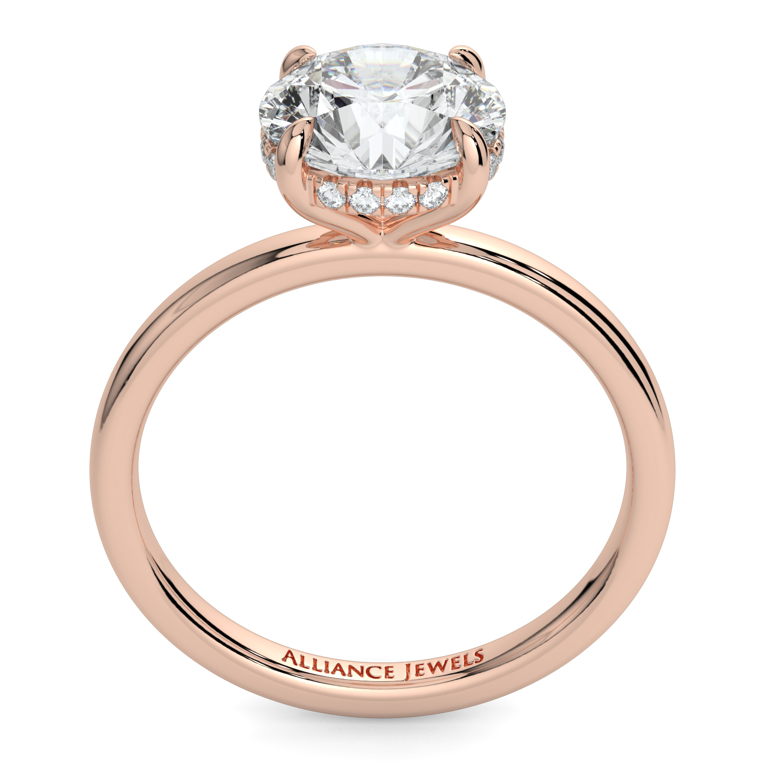 Round Hidden Halo Solitaire Band