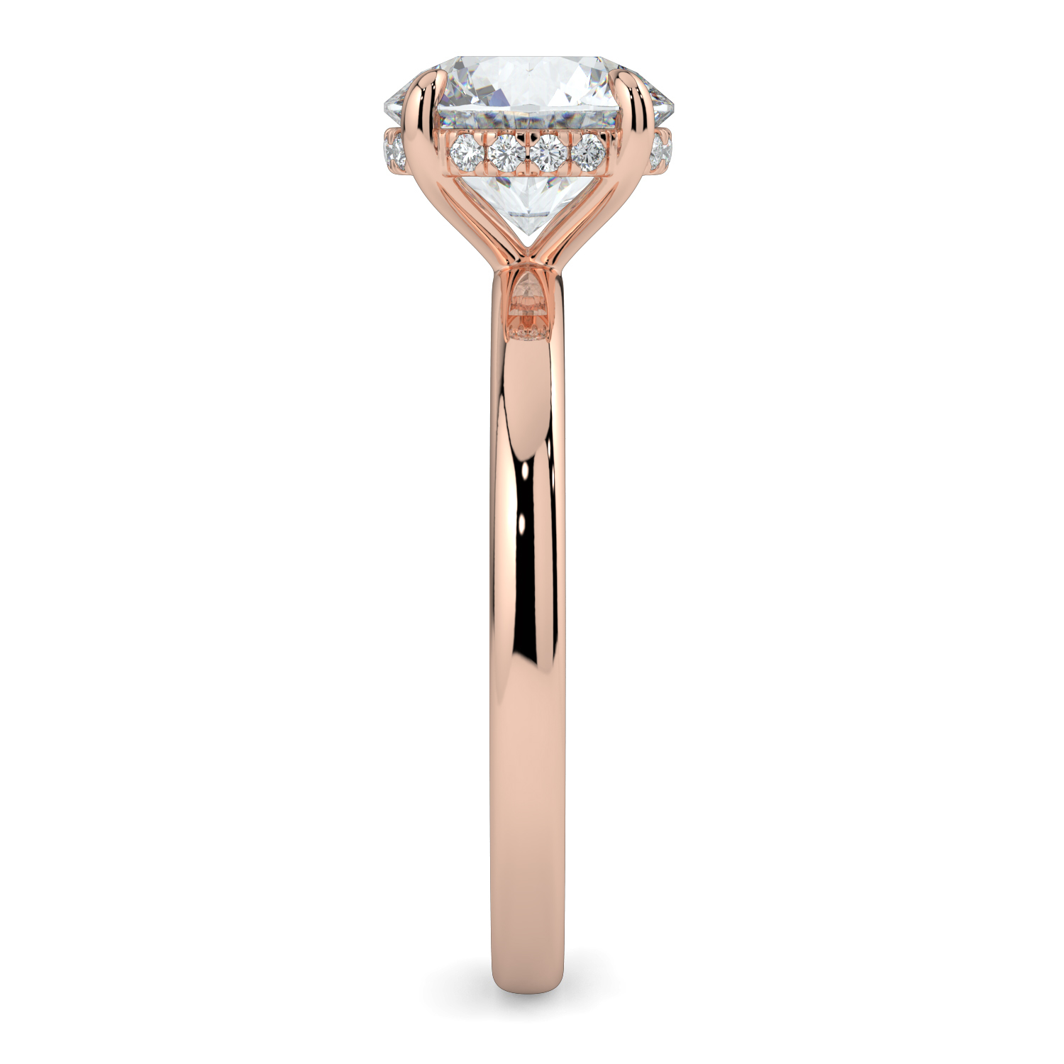 Round Hidden Halo Solitaire Band