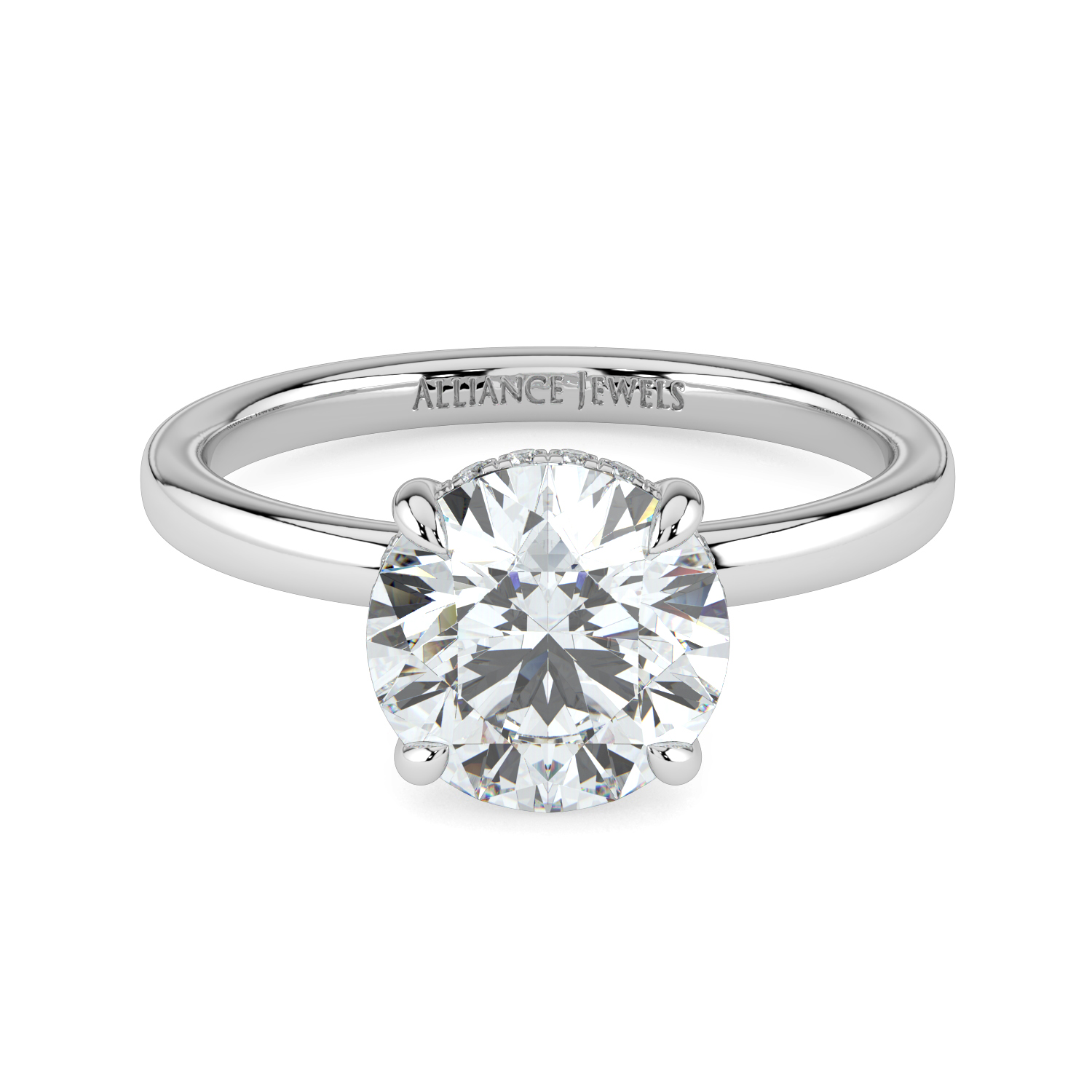Round Hidden Halo Solitaire Band