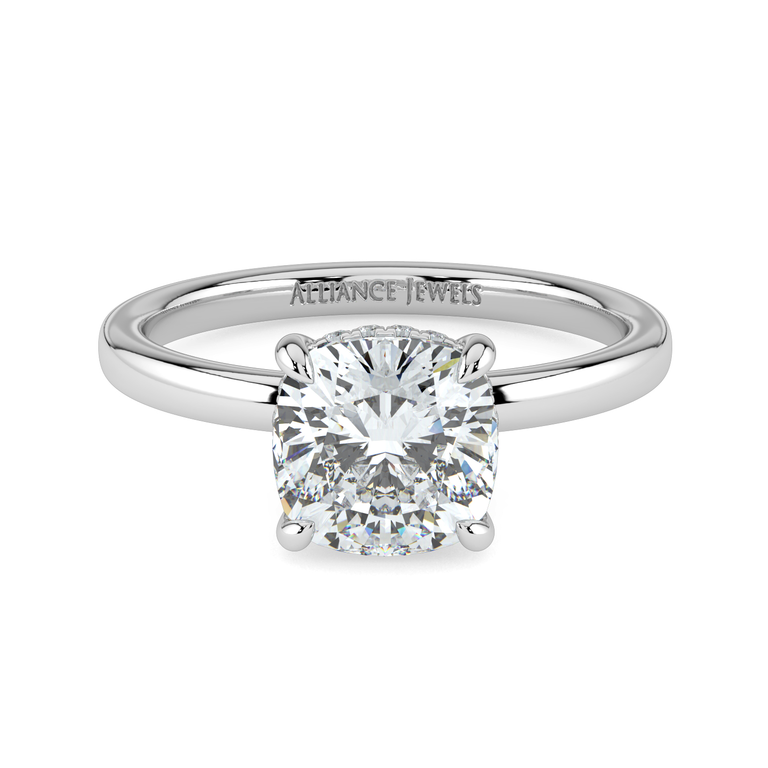 Cushion Hidden Halo Solitaire Band