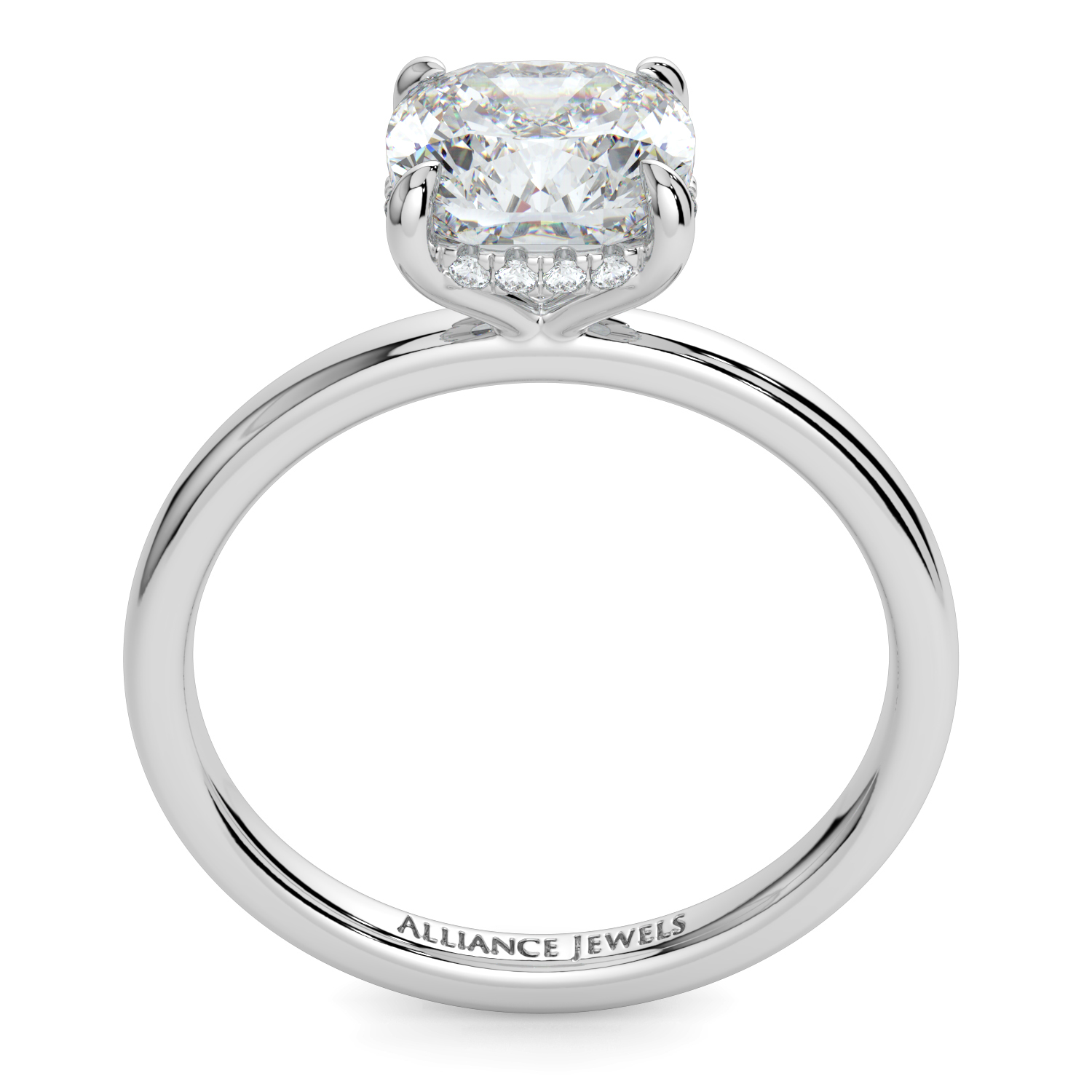 Cushion Hidden Halo Solitaire Band