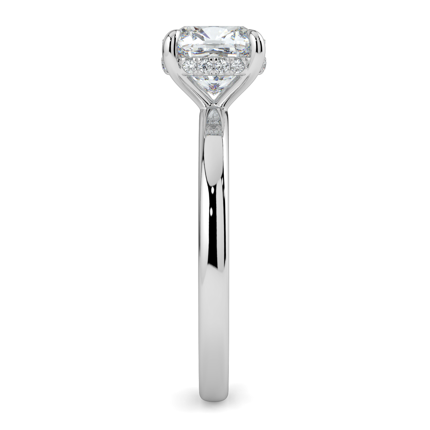 Cushion Hidden Halo Solitaire Band