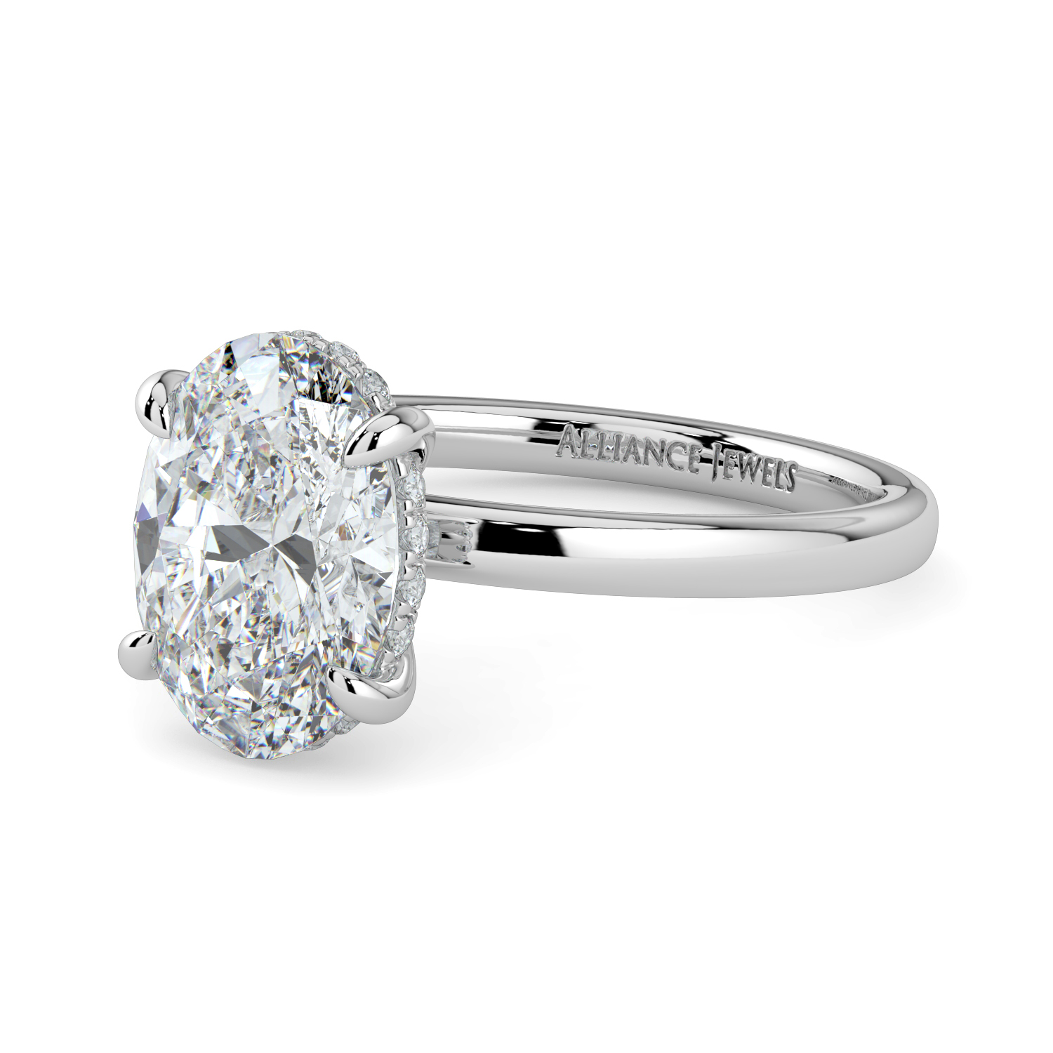 Oval Cut Hidden Halo Solitaire Band