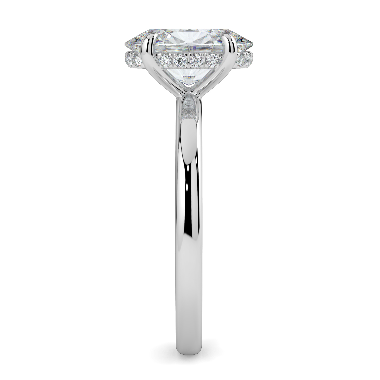 Oval Cut Hidden Halo Solitaire Band