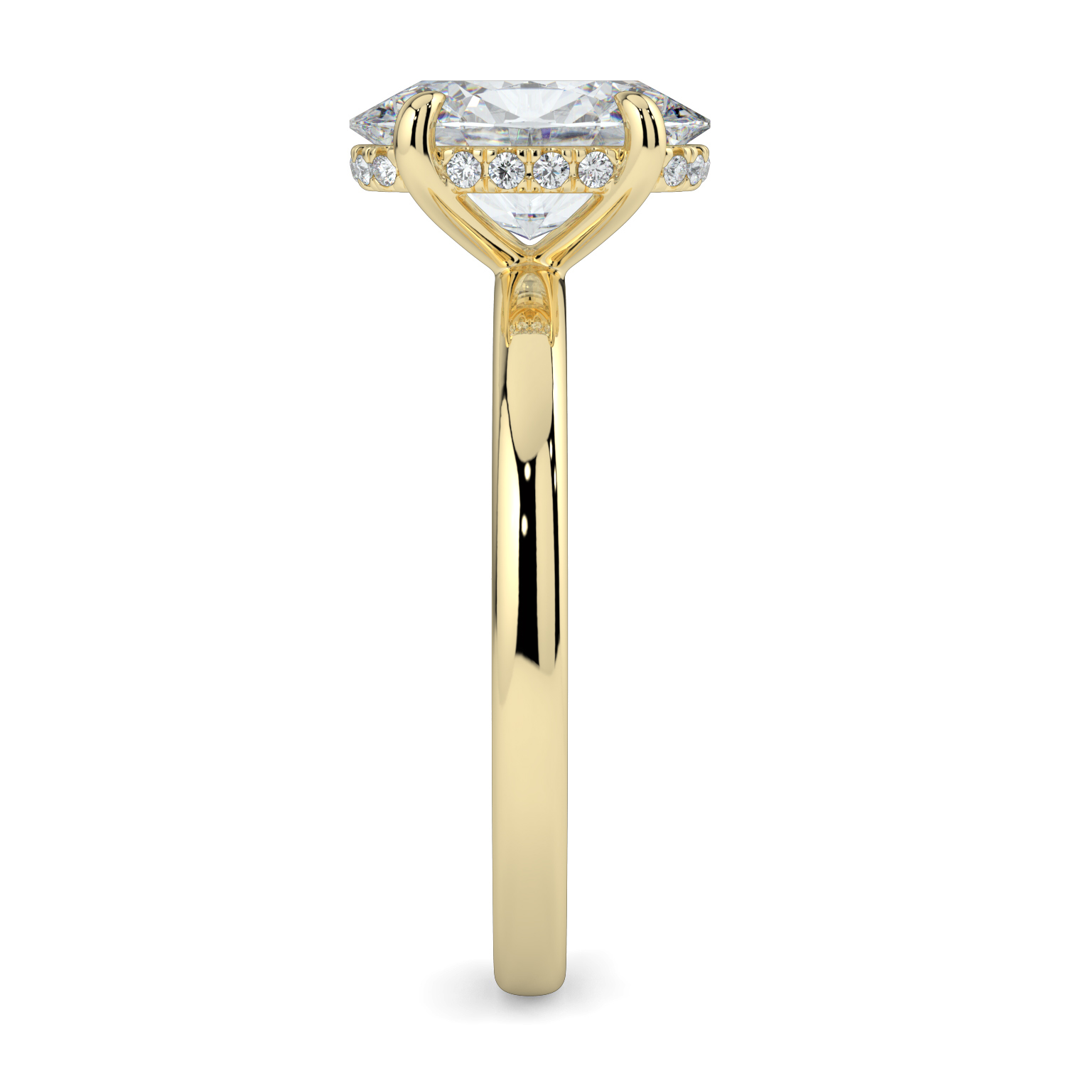 Oval Cut Hidden Halo Solitaire Band