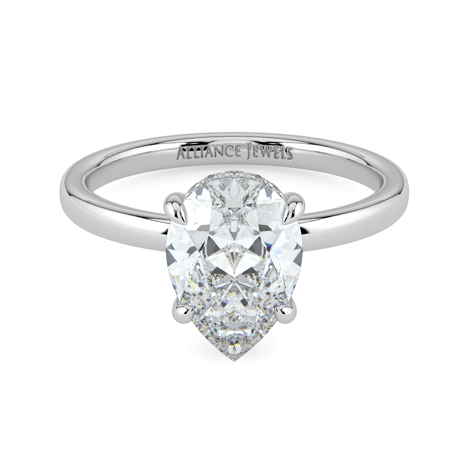 Pear Hidden Halo Solitaire Band