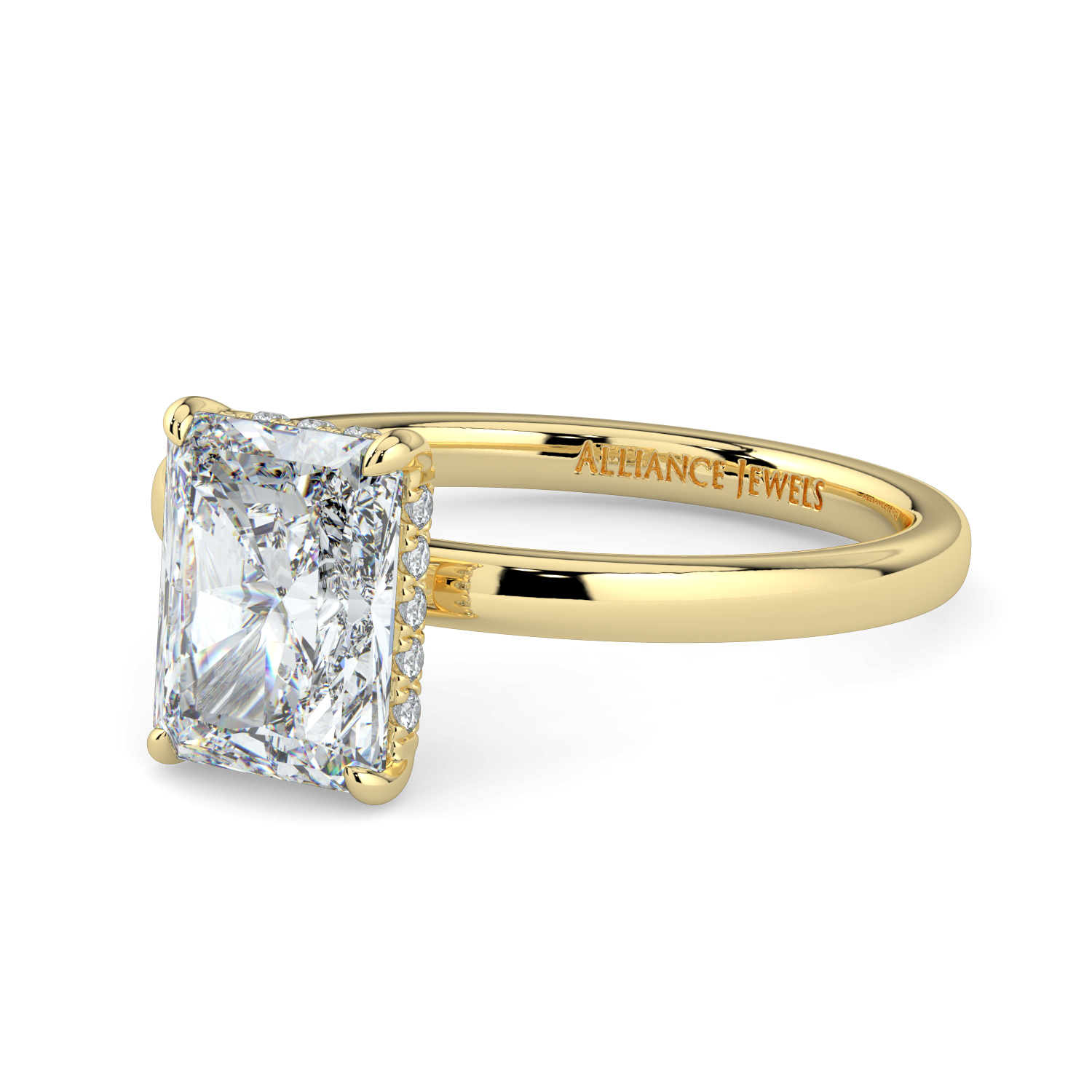 Radiant Cut Hidden Halo Solitaire Band