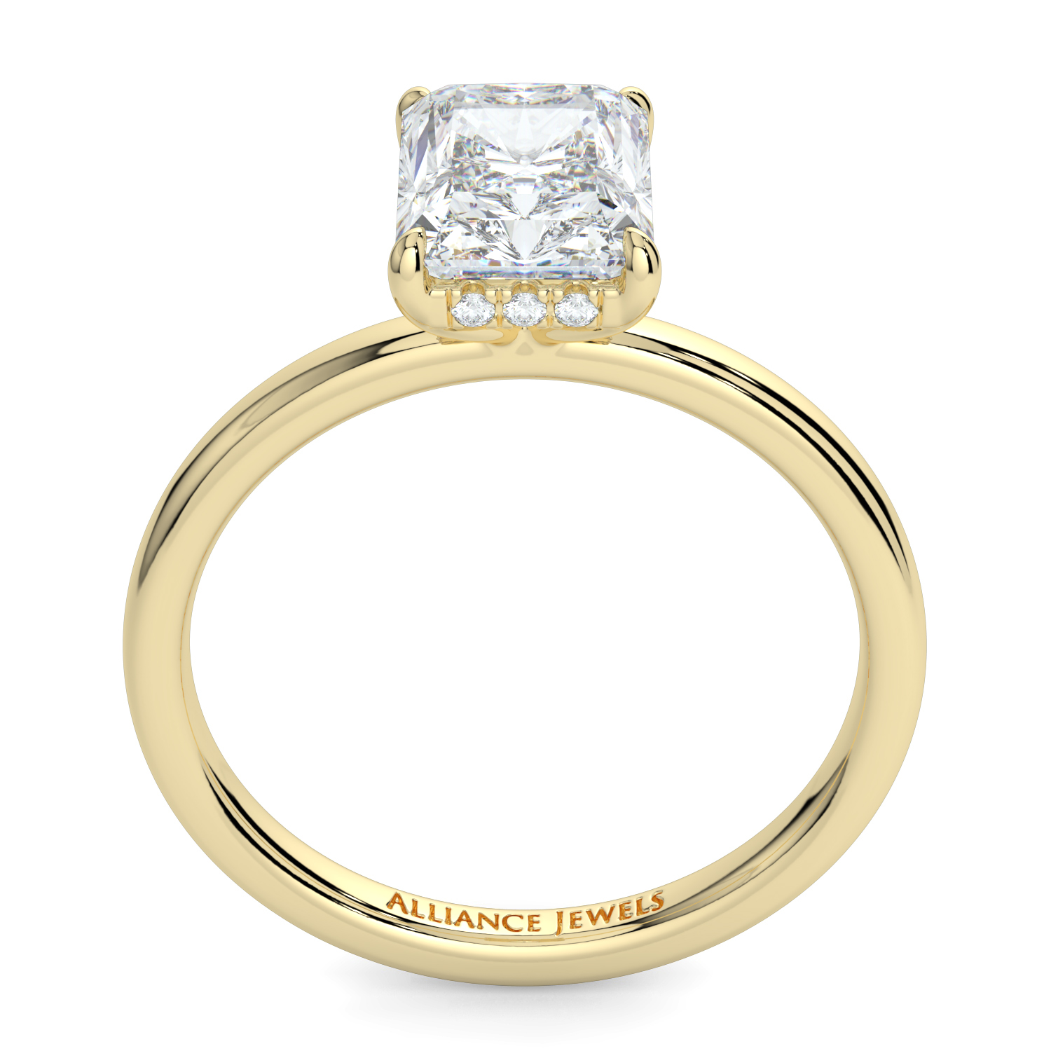 Radiant Cut Hidden Halo Solitaire Band