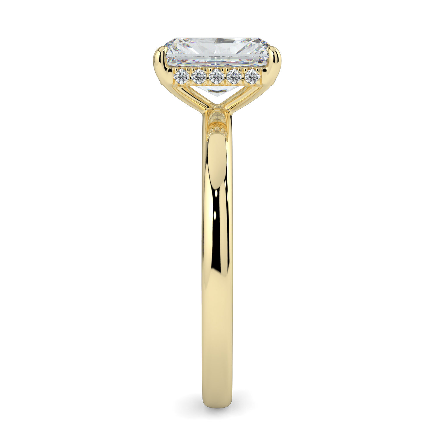 Radiant Cut Hidden Halo Solitaire Band