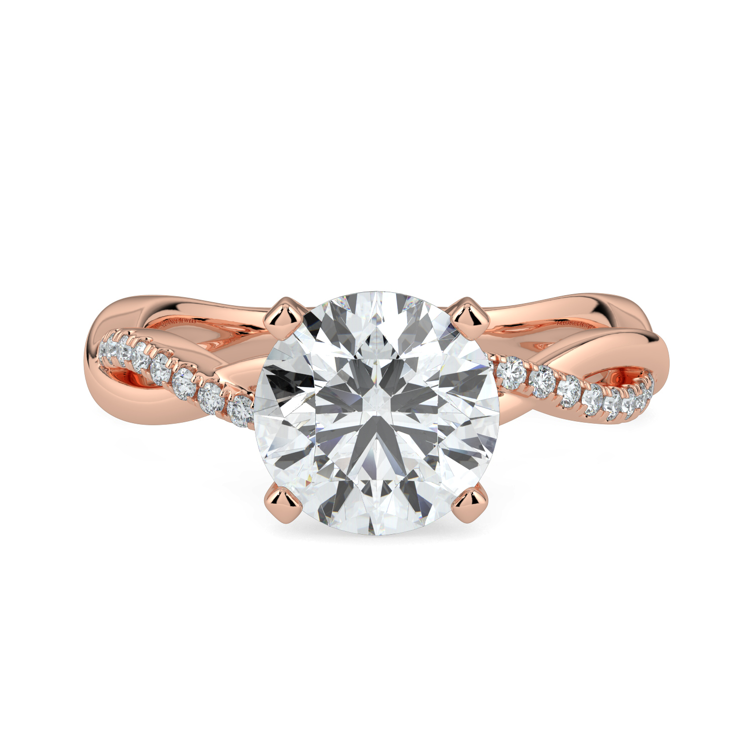Round Twisted Engagment Ring with diamond band