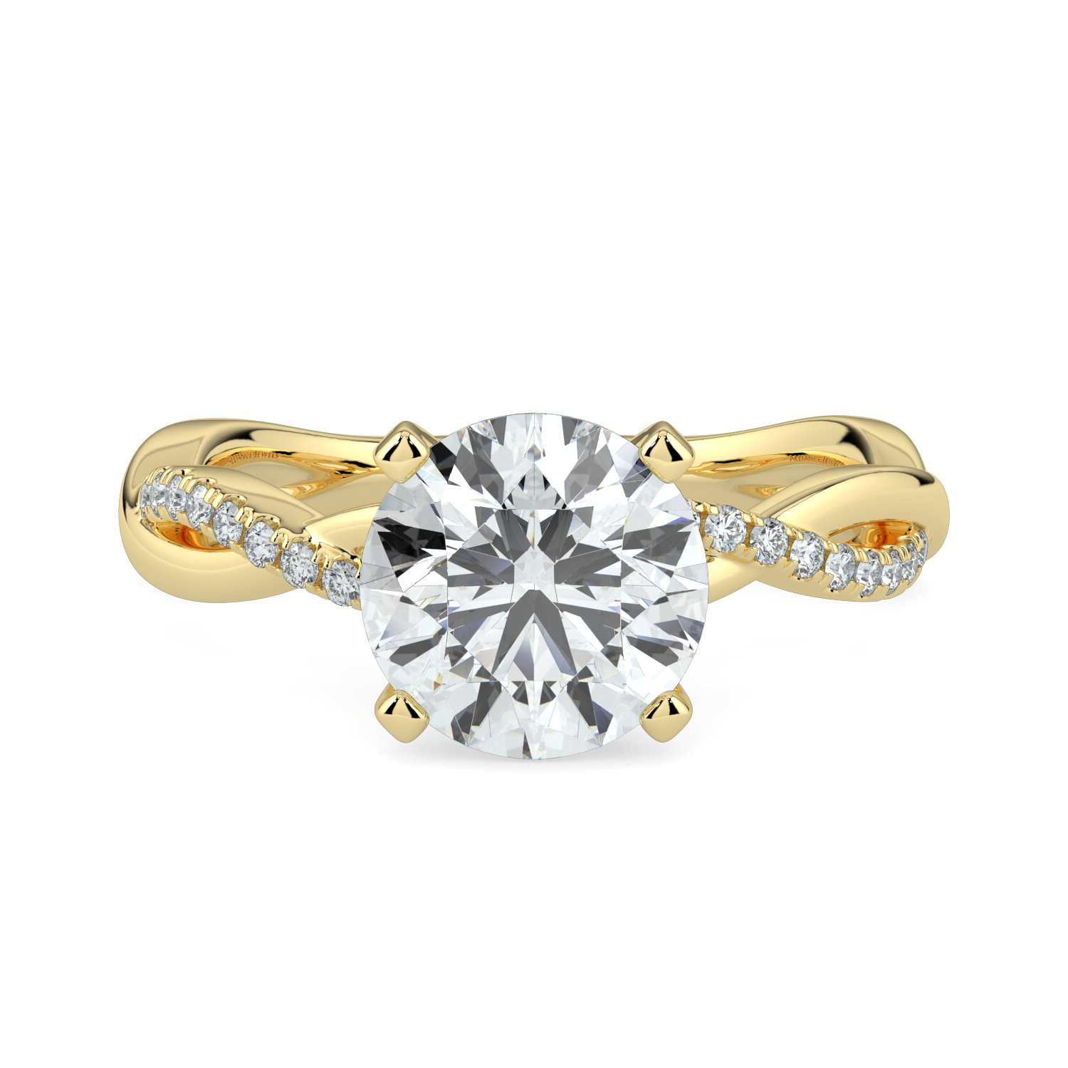 Round Twisted Engagment Ring with diamond band