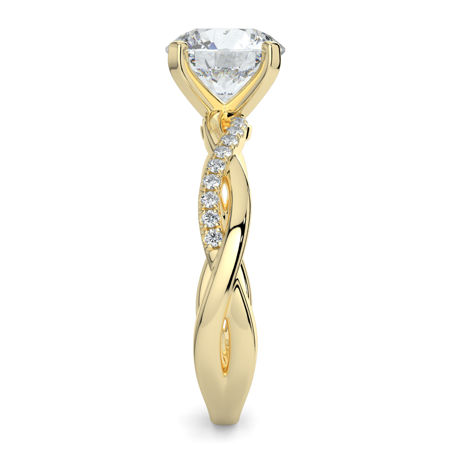 Round Twisted Engagment Ring with diamond band