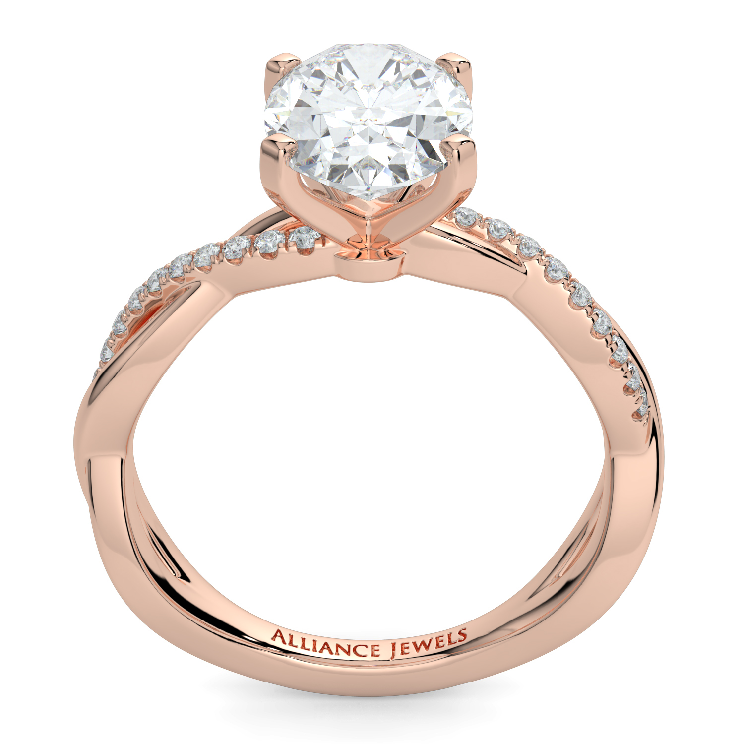 Oval Cut Twisted Engagment Ring with diamond band