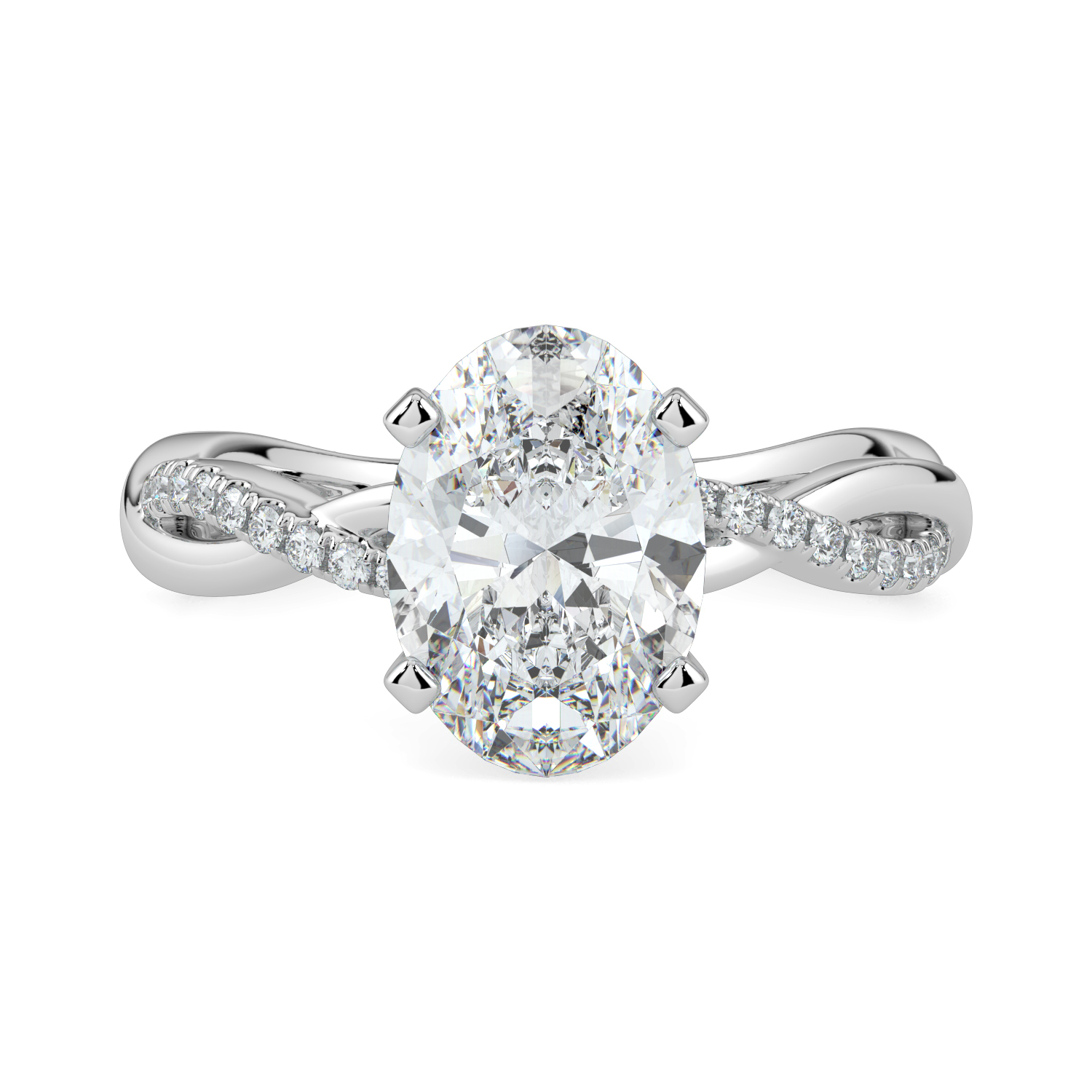 Oval Cut Twisted Engagment Ring with diamond band