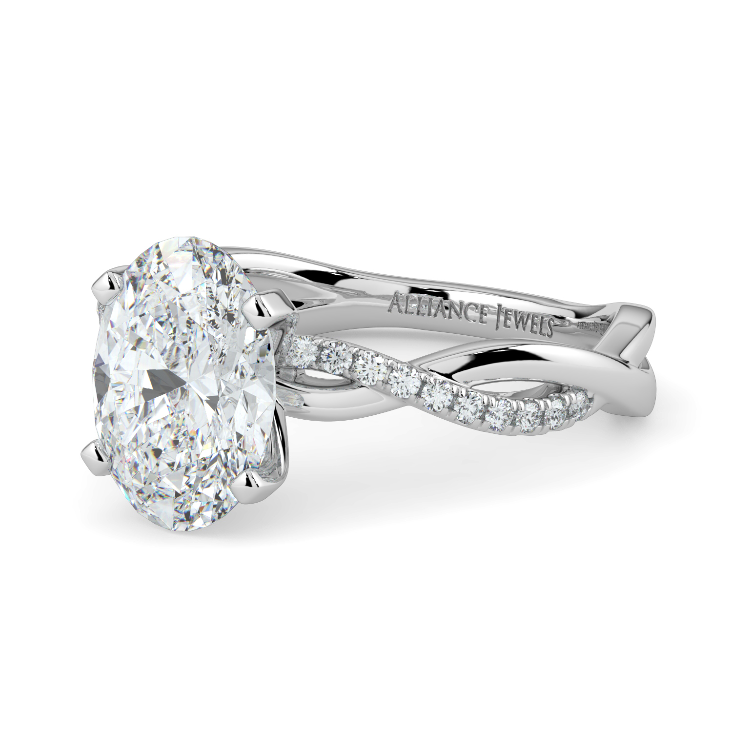 Oval Cut Twisted Engagment Ring with diamond band
