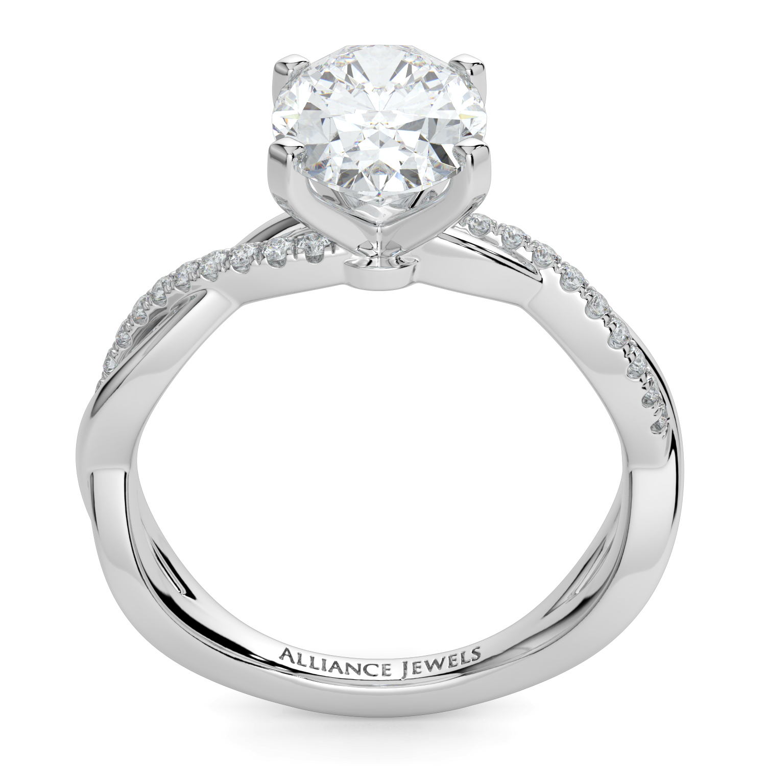 Oval Cut Twisted Engagment Ring with diamond band