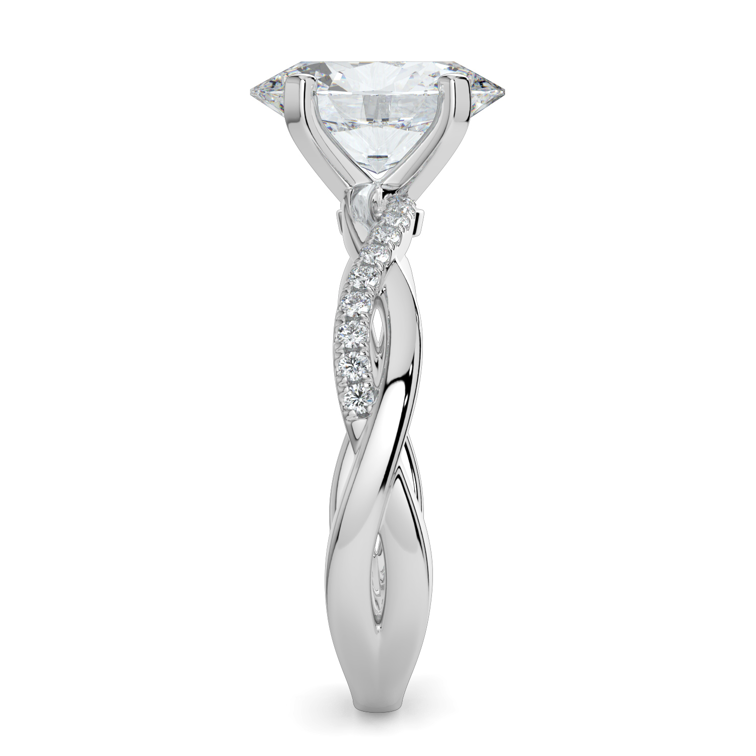 Oval Cut Twisted Engagment Ring with diamond band