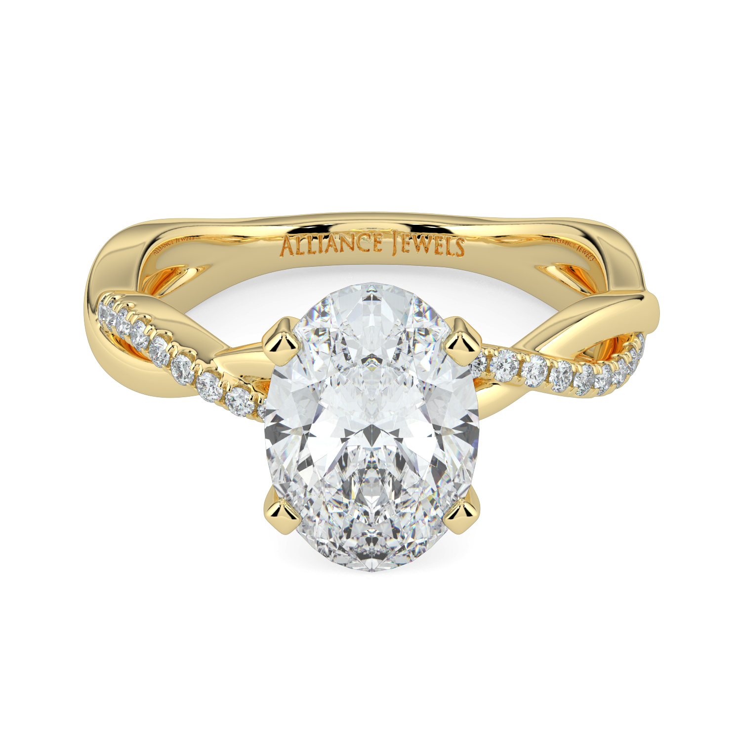 Oval Cut Twisted Engagment Ring with diamond band