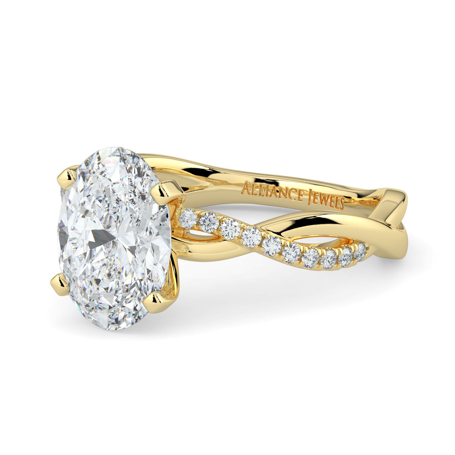 Oval Cut Twisted Engagment Ring with diamond band